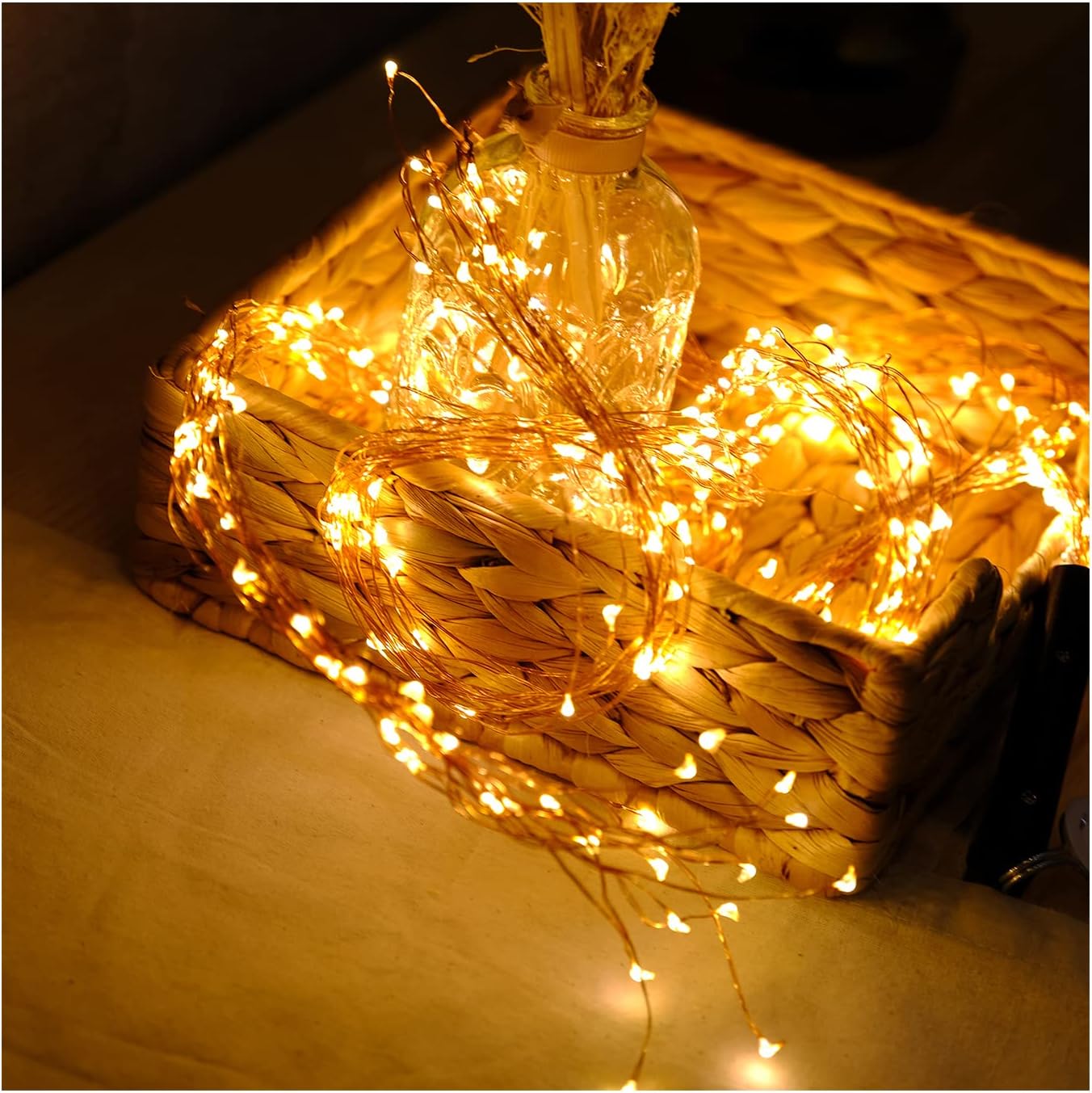 Chims Solar Fairy String Lights Bunch Light 300 LED 15 Branch Warm White Firefly Lighting Waterproof Solar Powered Waterfall Starry Fairy Lights for Indoor Festival Decor