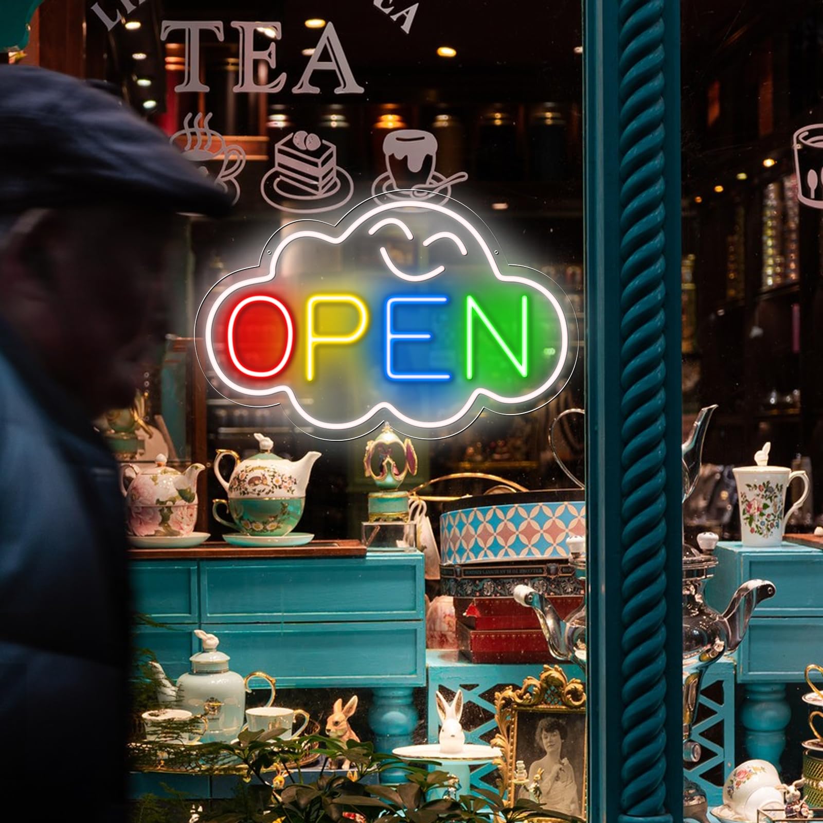 Open Signs for Business, Ultra Bright LED Open Neon Signs 16Inch Plug In Electric with ON/OFF Switch, Business Open Sign for Store Window Glass Door Store Florists Bar Salon Cafes Restaurant Offices