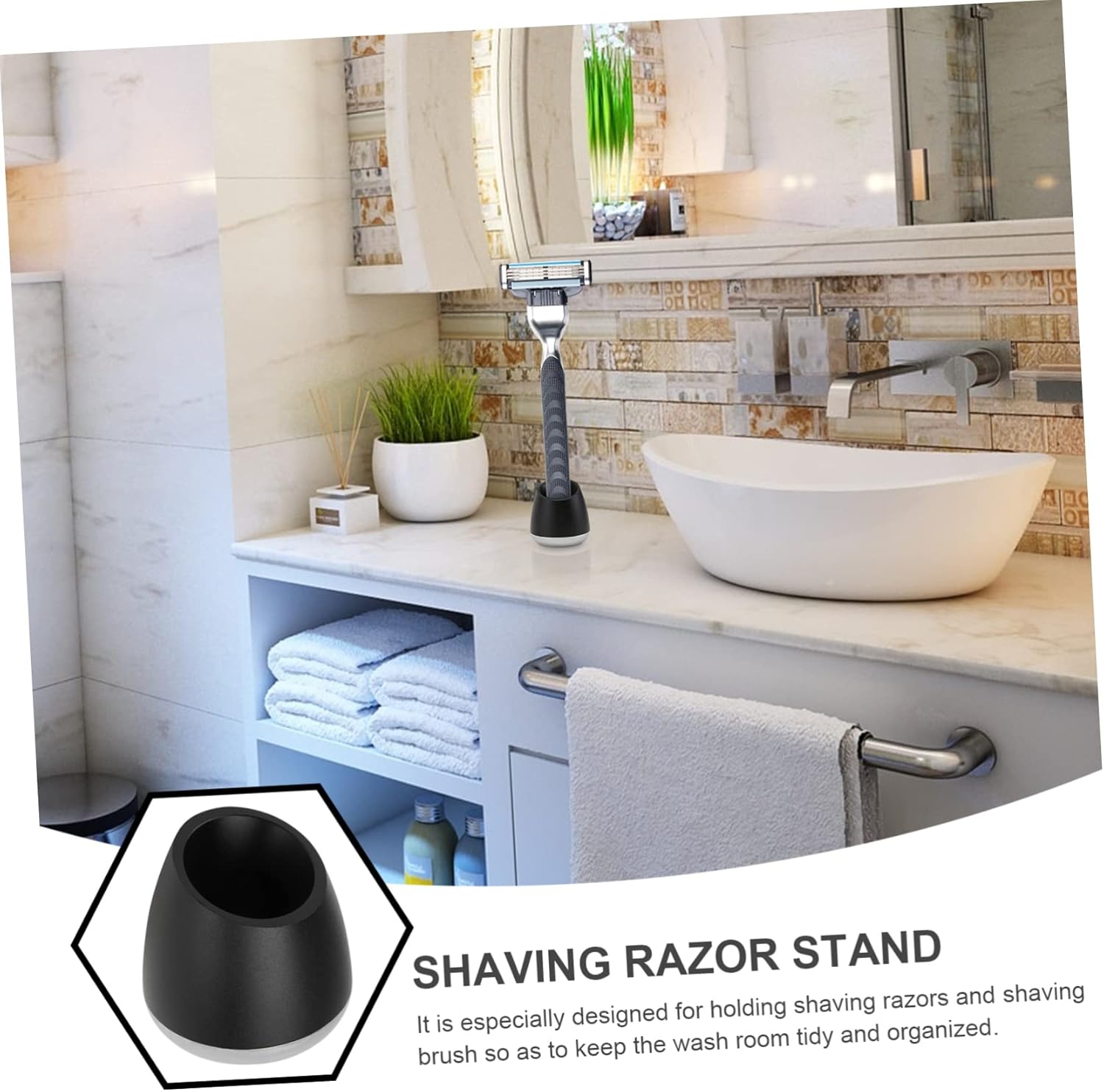 Didiseaon 10pcs Aluminium Alloy Shaving Stand Oblique Opening and Wear-resistant Shaver Holder for Organized Bathroom for Keeping Tidy