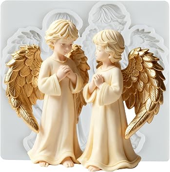 Cute Angels Silicone Mold Angels Chocolate Fondant Molds for Birthday Cake Decorating Chocolate Cupcake Topper Candy Polymer Clay Gum Paste