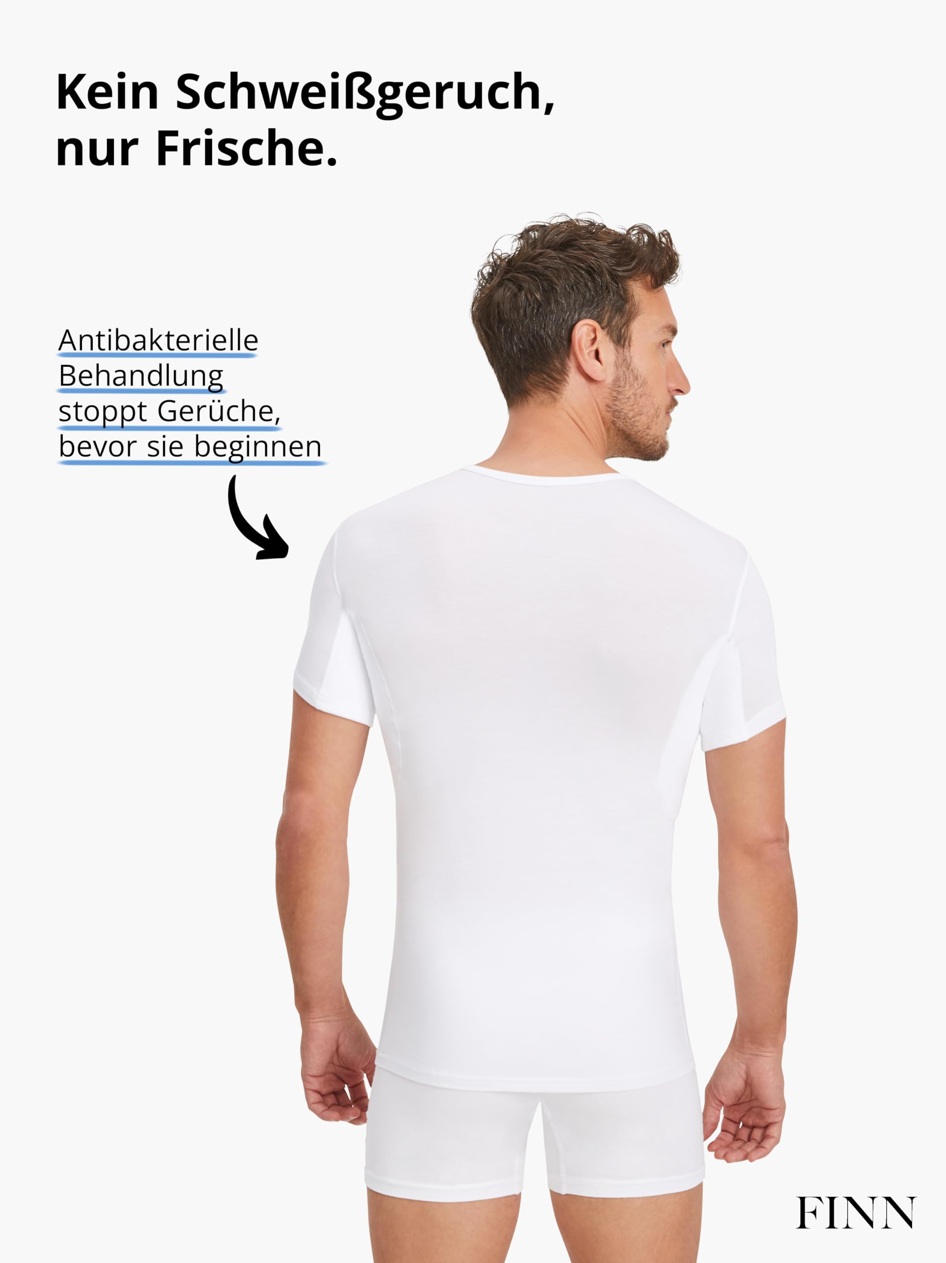 FINN T-Shirt Anti-Transpiration imperméable pour Homme avec Coussinets sous Les aisselles – Minimise Les Taches de Transpiration sur Tout Le Haut du Corps, même en Cas de Forte Transpiration