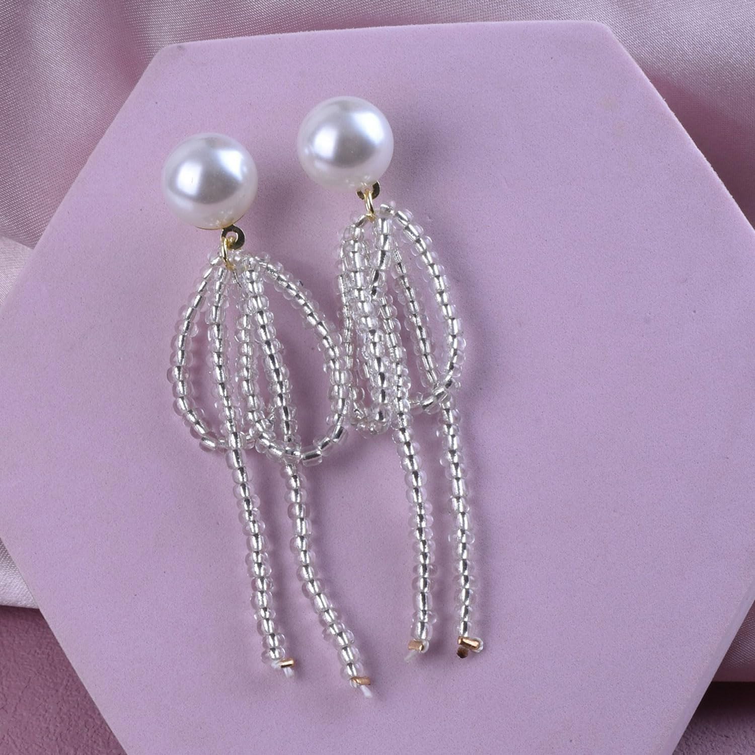 Peal Bow Dangle Earring for Women Ribbon Pearl Bowknot Earrings Small Pearls Beaded Bow Earring Trendy Christmas Jewelry Gifts - Image 6