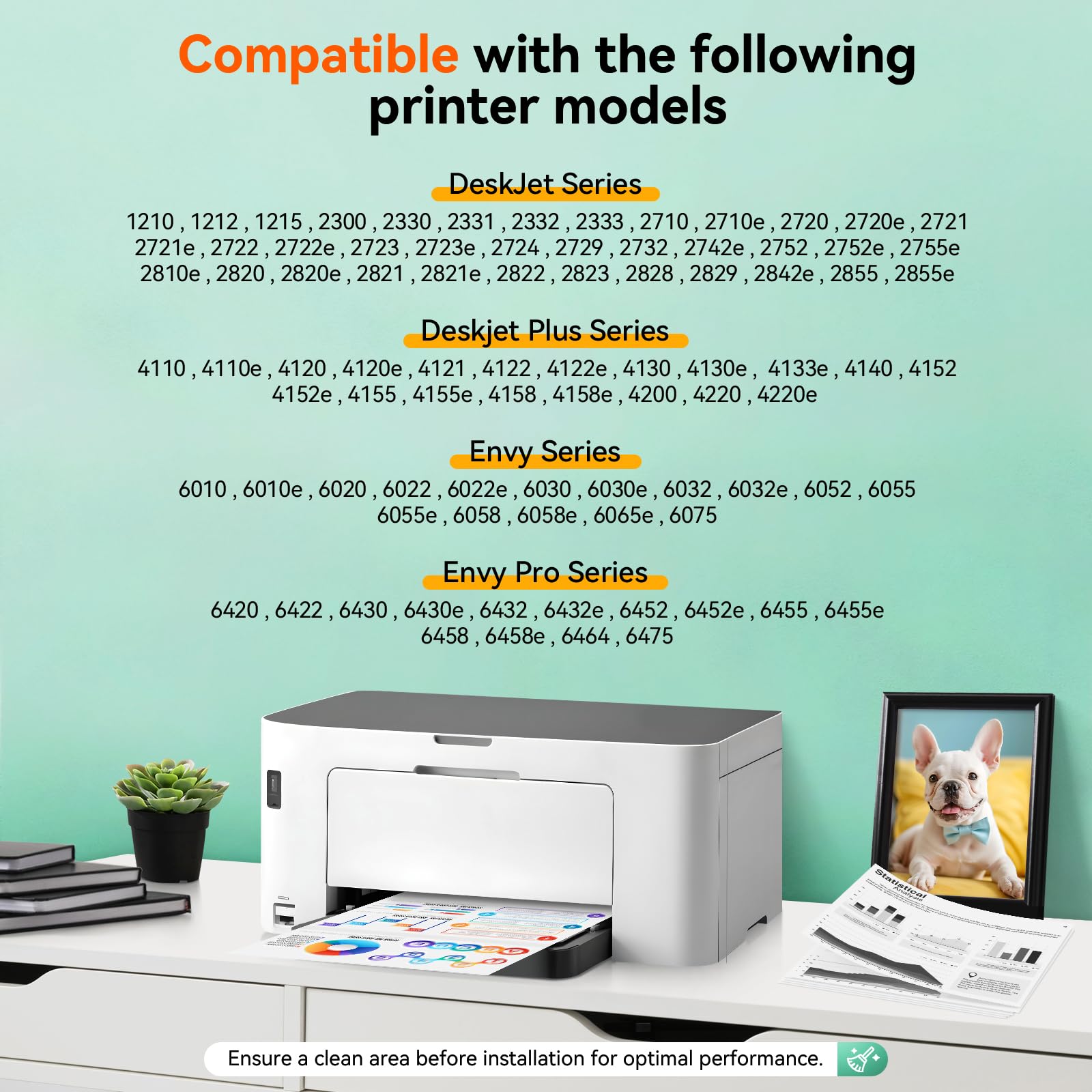 67XL do wkładów atramentowych HP 67 czarny/kolorowy zestaw Combo do HP Ink 67 Work for Envy 6000 6400 6055 6032 Pro 6455 Deskjet 2700 2755 2752 2722 2732 Plus 4155 drukarka