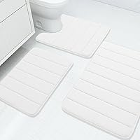 Vista 20 de Buganda - Juego de 3 alfombras de baño con espuma viscoelástica gruesa y suave, absorbentes, antideslizantes, lavables, distintos tamaños