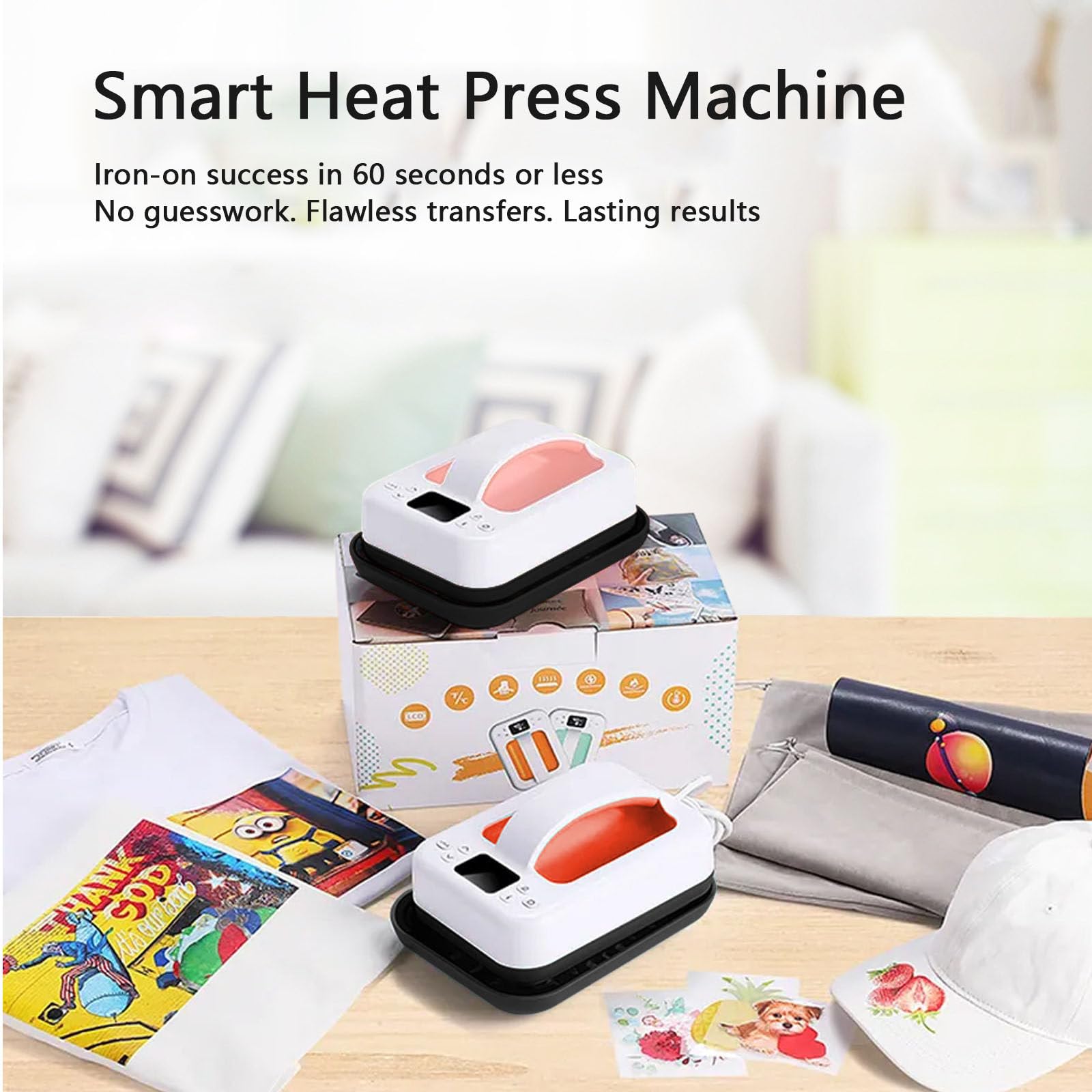 Prensa Térmica para Camisetas, 7,9 × 5,5 Pulgadas, Prensa Térmica Rápida Portátil: Fácil De Planchar con Control Preciso De Temperatura/Base De Seguridad Aislada Y Apagado Automático