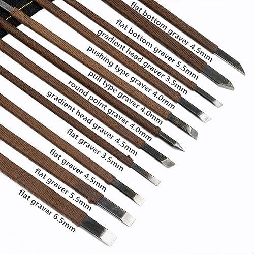 Miniatura 2 de Herramientas de tallado de piedra, 11 piezas de sello de piedra para manualidades, herramientas de tallado de madera, Graverscincelesjuego de