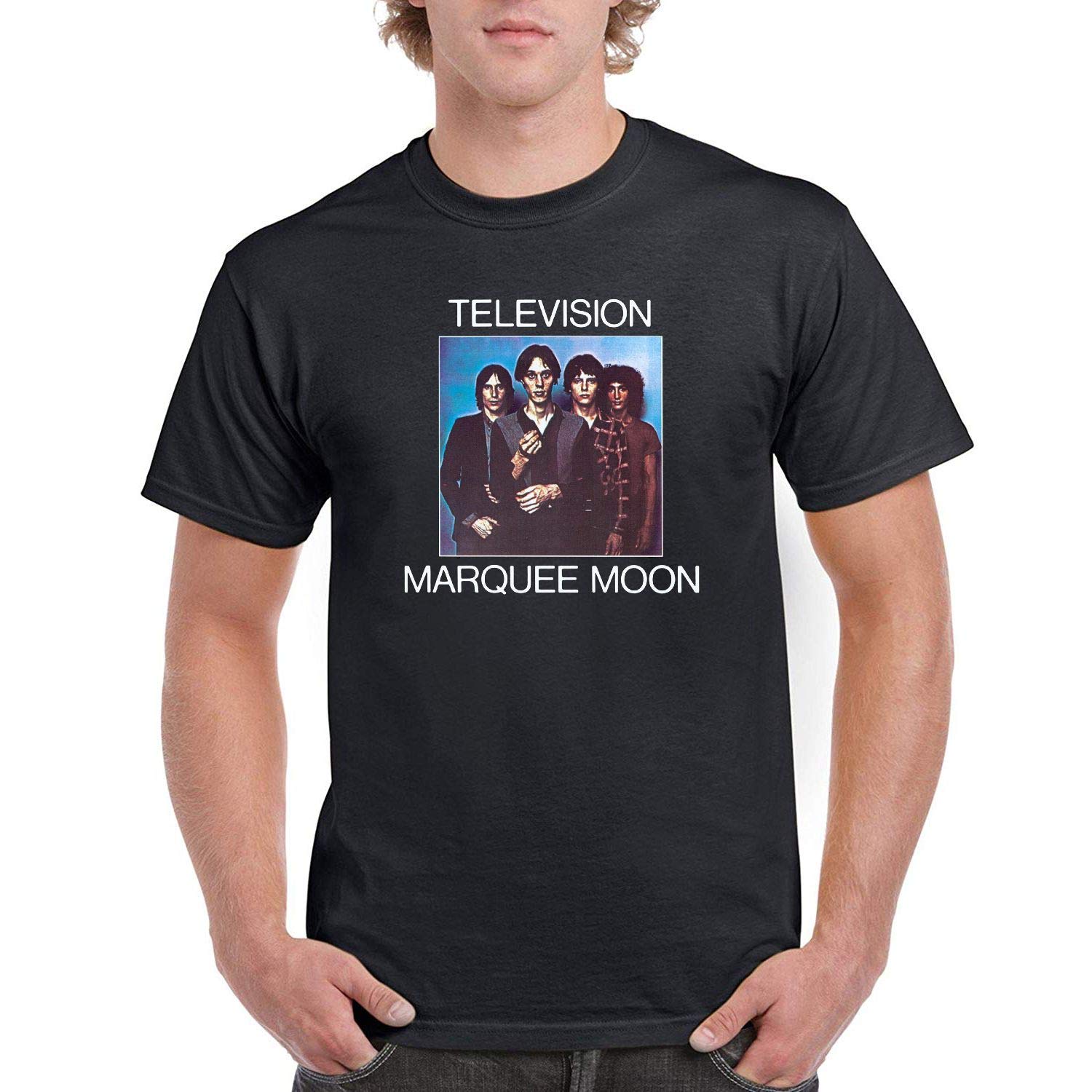 AAAFOUR Men's Television Band Marquee Moon Cotton Neck T-Shirt