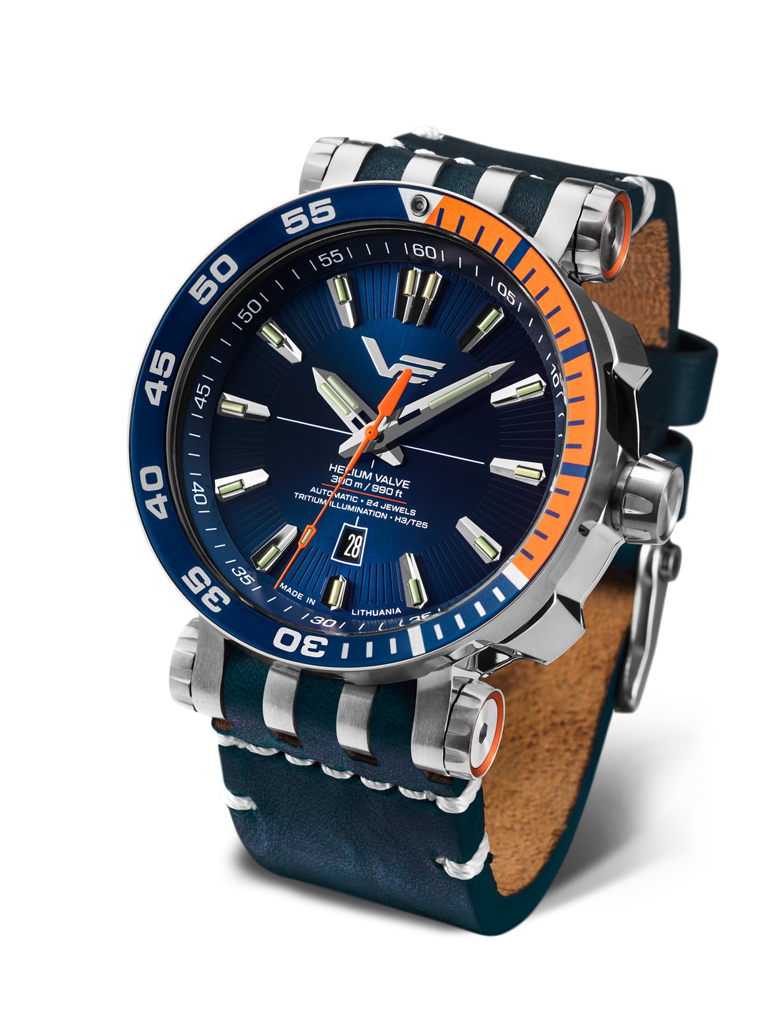 Vostok Chistopol NH35-575A715 with Leather Strap, (Blue) Silicone Strap, Screwdriver and XL DryBox