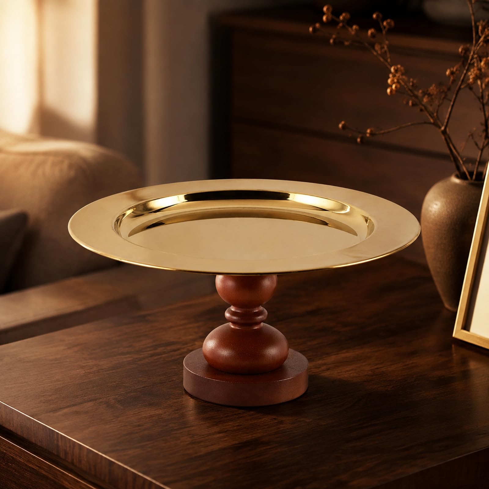 Alzatina con Base in Legno Decorativo