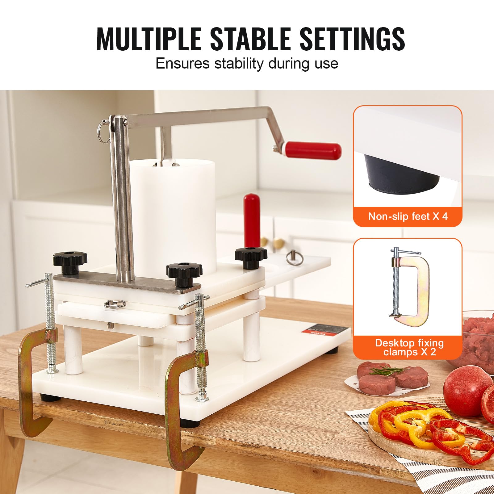 VEVOR JKH-130 - Máquina para hacer hamburguesas de carne de res, acero inoxidable