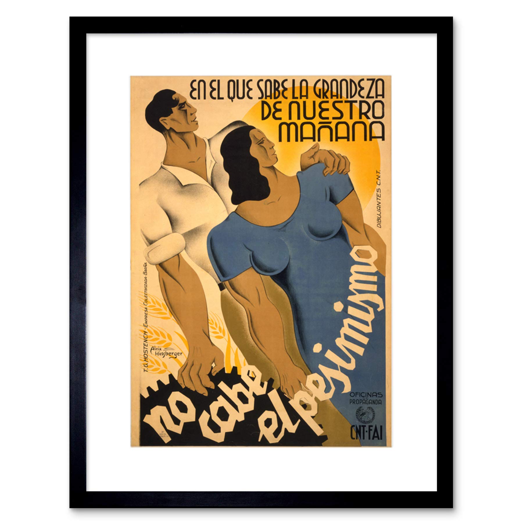 Wee Blue Coo War Spanish Civil Republican CNT FAI Family Optimism Framed Wall Art Print