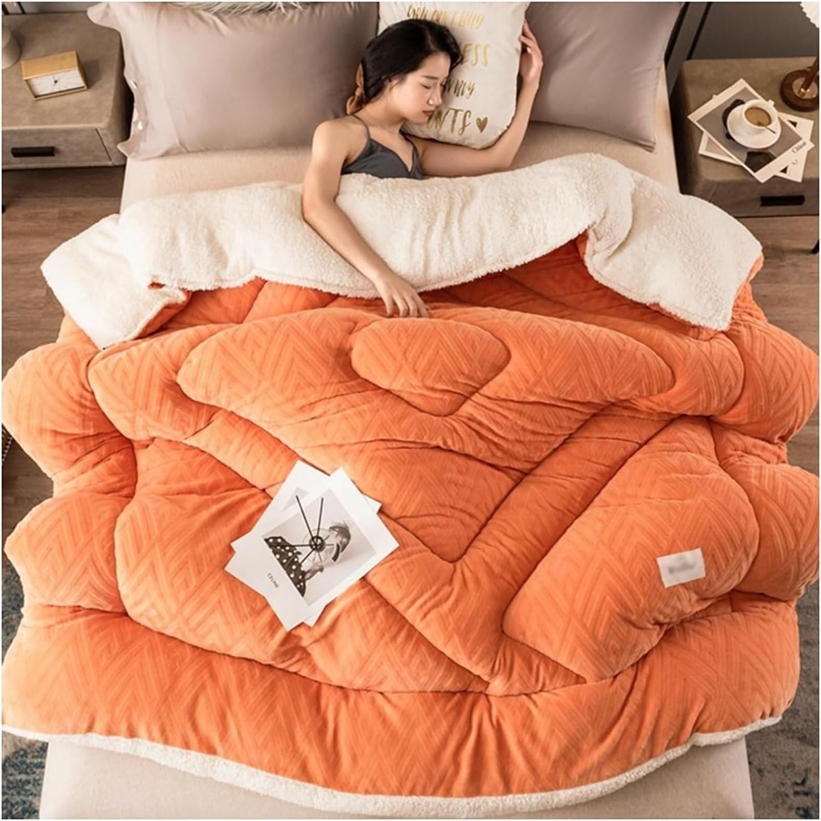 LLiuvcc Super Warm Thickened Winter Duvet Quilt,Double-Sided Velvet Quilt, Cashmere and Double Fabrics, Warm Gift(Color7,180x220cm(3.5kg))