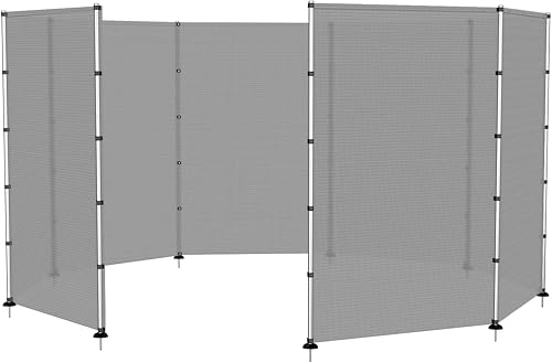 TANG Valla de privacidad al aire libre para piscinas enterradas, valla de perro con postes en cubierta de hormigón, barrera de seguridad gris, 6 x