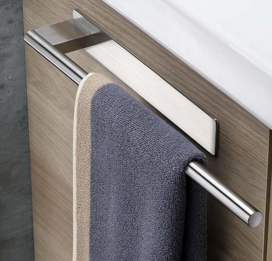Vintree Porta Asciugamani a braccio Porta Salviette Bagno Adesivo in Acciaio Inox Portasciugamani da Parete per Bagno e Cucina 39CM Argento
