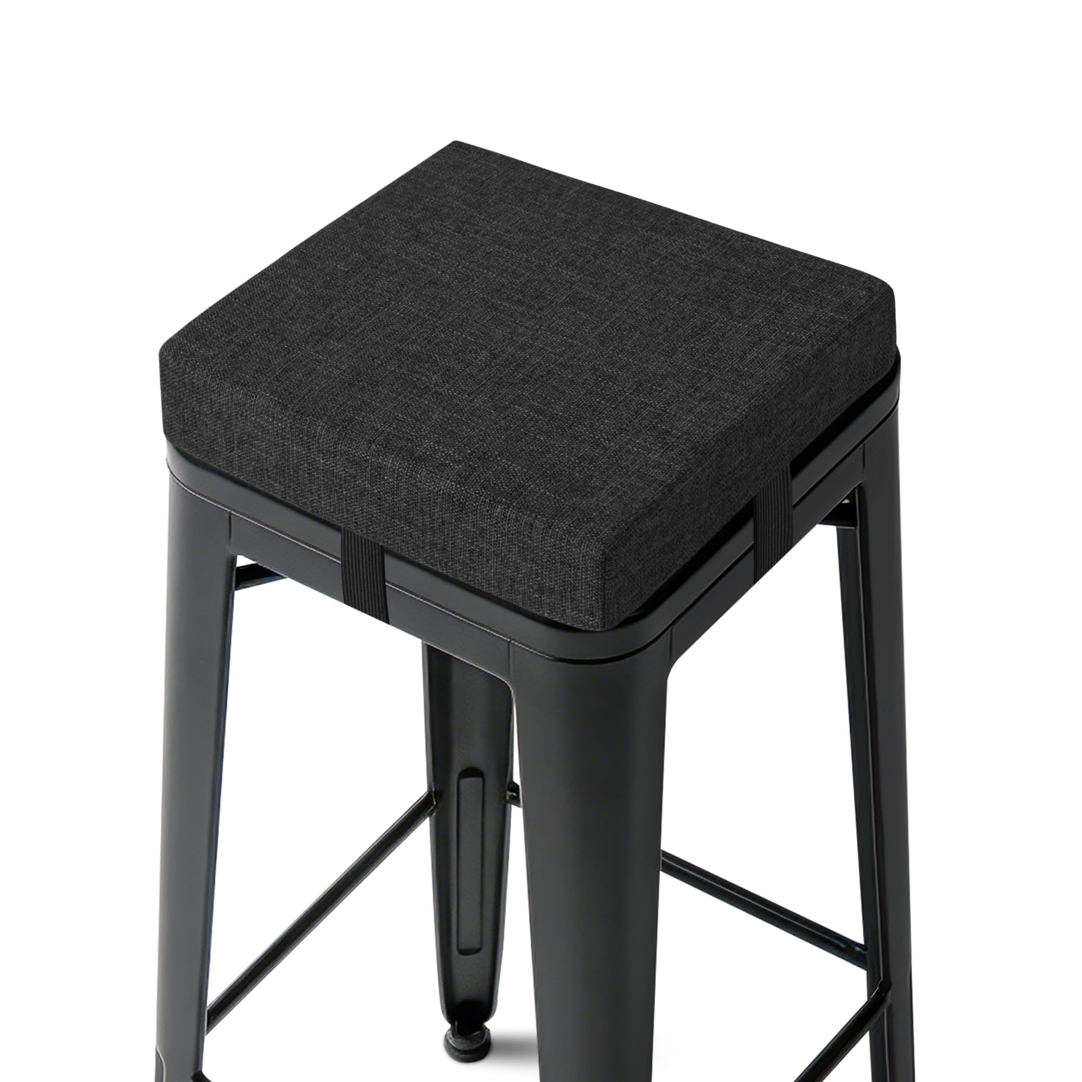 FlyGulls 6.5cm Thick Bar Stool Cushions with Ties 30x30,1Pack Black