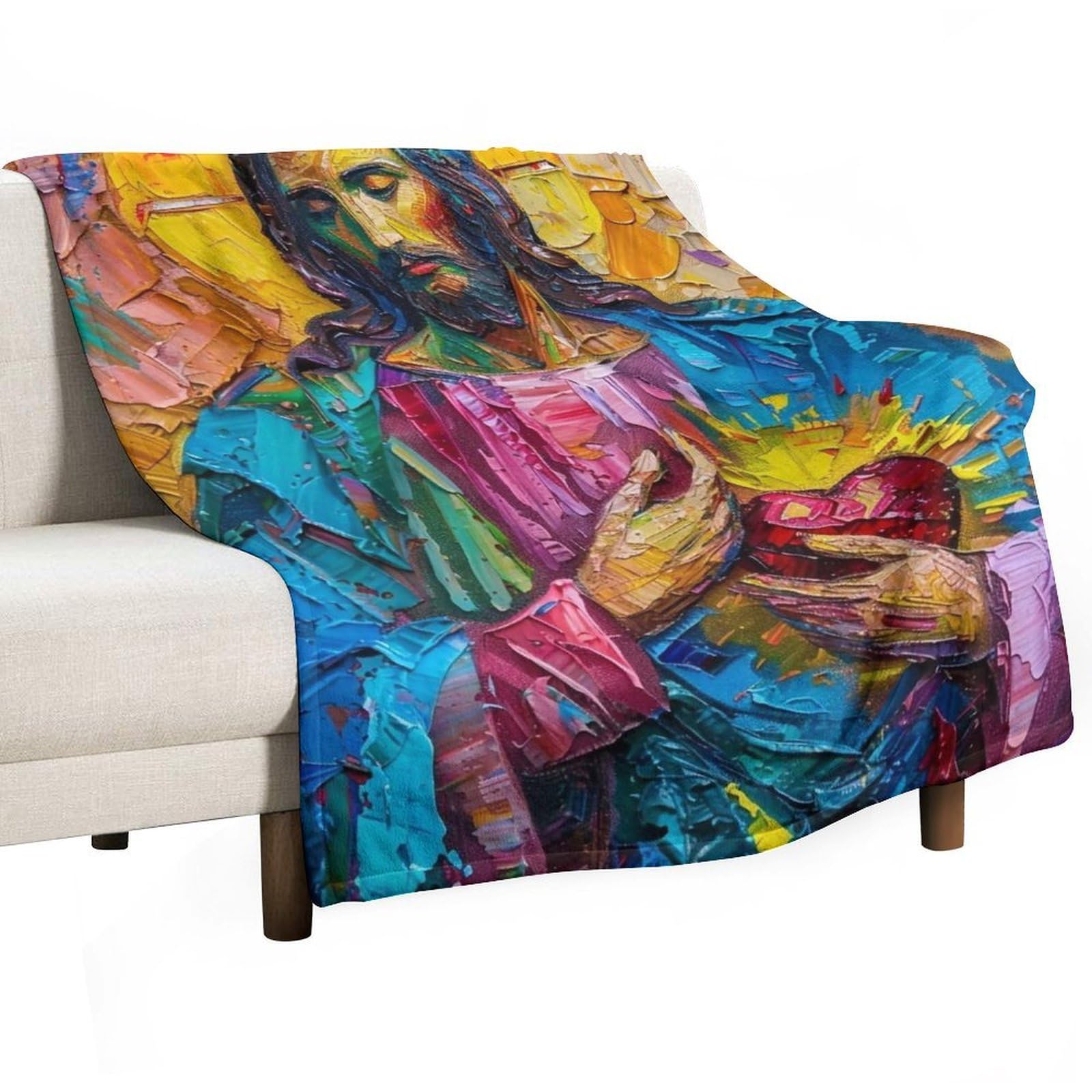YHGSREUOH Sacred Heart of Jesus 01 Flannel Blankets Fleece Soft Throw Lightweight Plush Gifts for Couch, Bed, Cozy Sofa Plush, Chair, Lovers 80x100cm(30x40in)