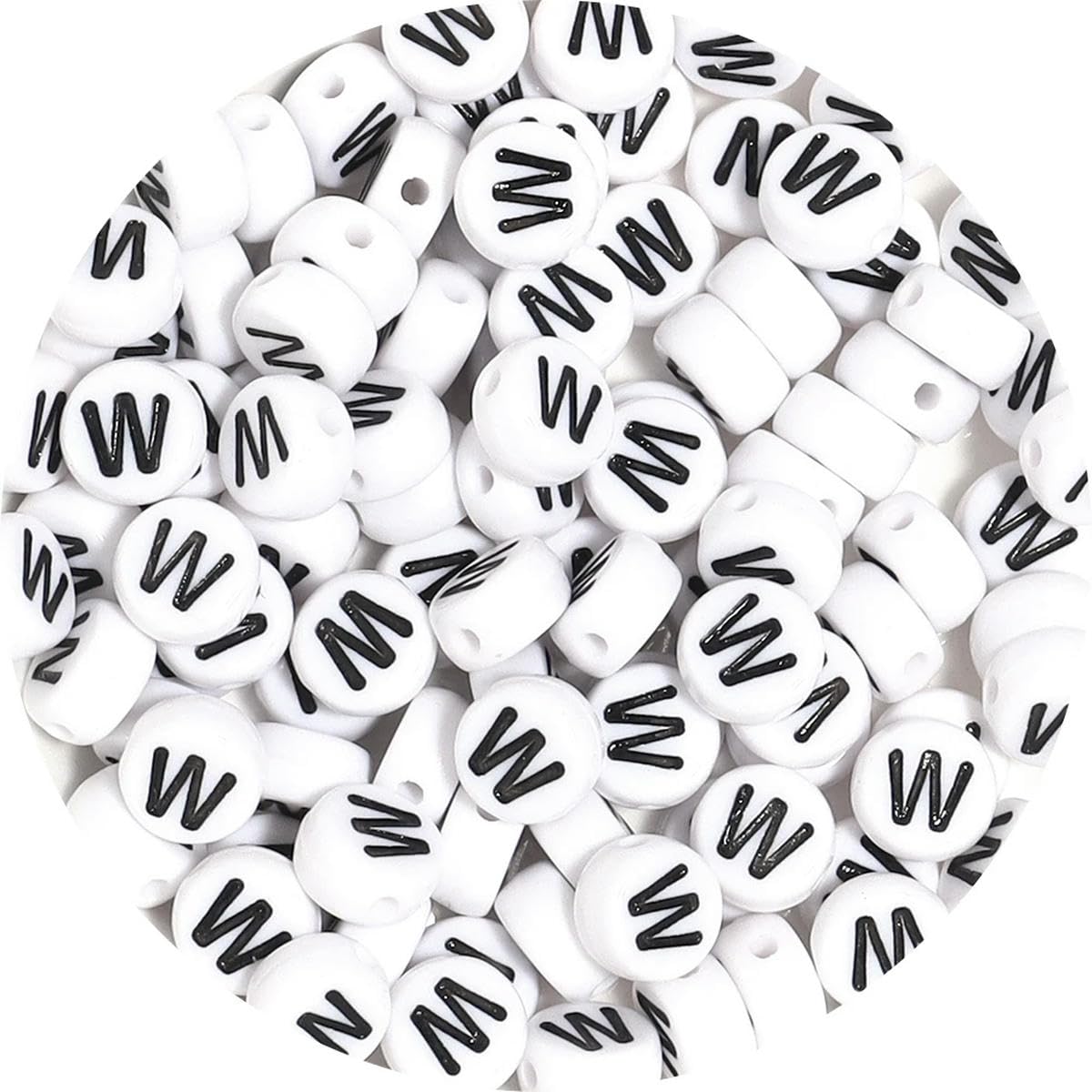 HUIOYG 100pcs/Lot Alphabet Beads Flat Round Letter Acrylic for Jewelry Making