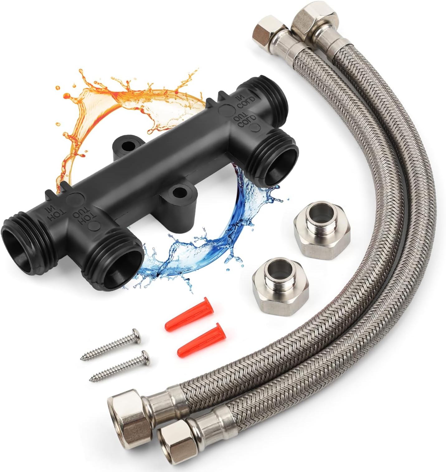 WP596816 Replacement Sensor Valve Kit, 4.5 Inch Sensor Valve, 2 x 12 Inch Supply Lines, 367010 595926 Instant Hot Water Recirculating Pump System