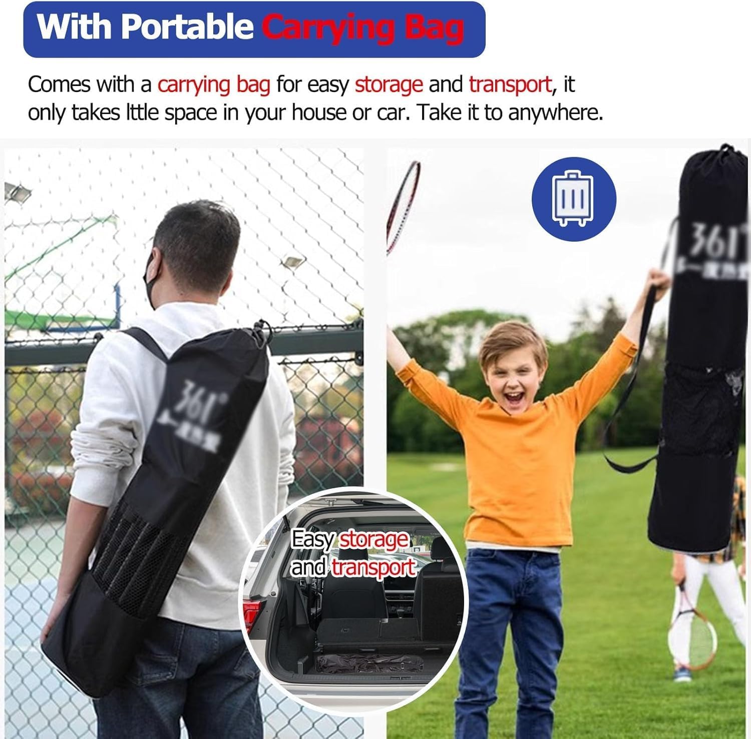 Badminton Pickleball Net System, Outdoor Court Backyard Height Adjustable Portable Net/Volleyball Net Training, Sports Equipment Set for High School Lawn