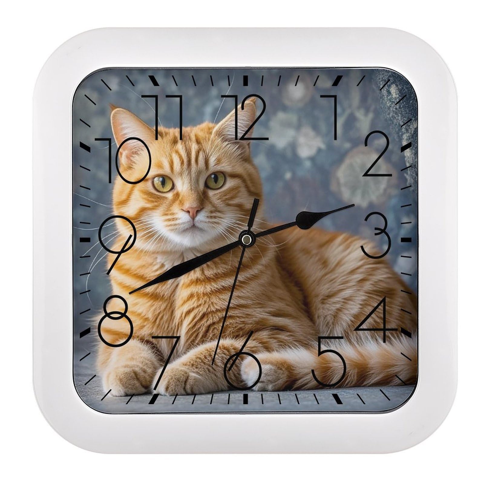 LZQPOEAS Cat Wall Clock Fashionable Versatile Silent Wall Clock Simple Elegant Non Ticking Analog Clocks Easy to Install Square Modern Clocks for Home Decoration