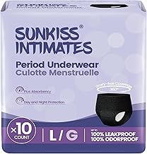 SUNKISS INTIMATES Disposable Menstrual Panties for Women with Abundant Flow, Women's Leakproof Postpartum Panties, Black, Size L, 10 Pack