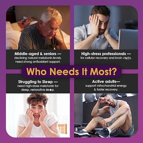 Miniatura 3 de Melatonin 100mg for Antioxidant & Cognitive Health, Ultra High Dose Melatonin with CoQ10, Turmeric, Trans-Resveratrol, Vitamin B12 C E for Brain
