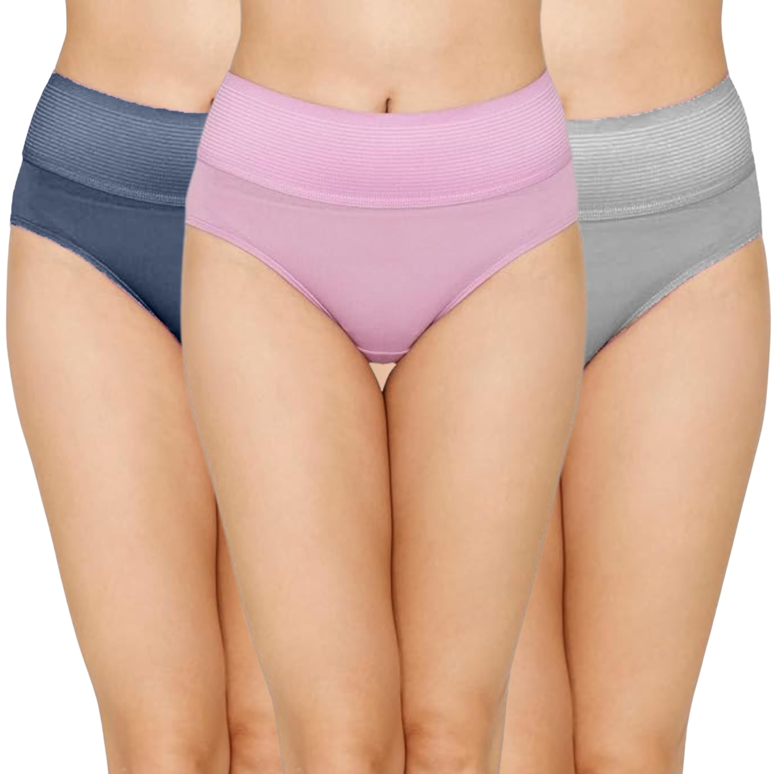 Women's Cotton High Waist Full Coverage Panty, Size M-7XL, Pack of 3, Multicolor-image-46