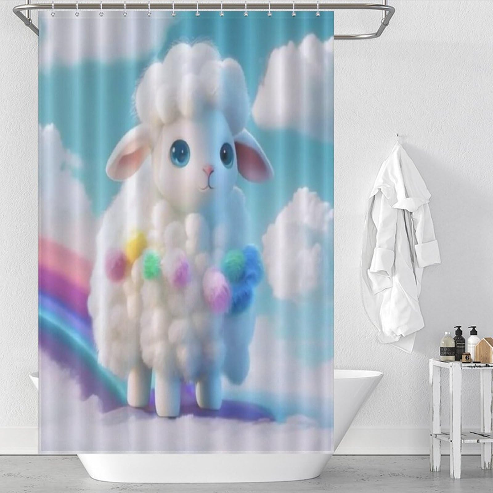 Rideau de douche mouton imperméable et lavable pour salle de bain saine
