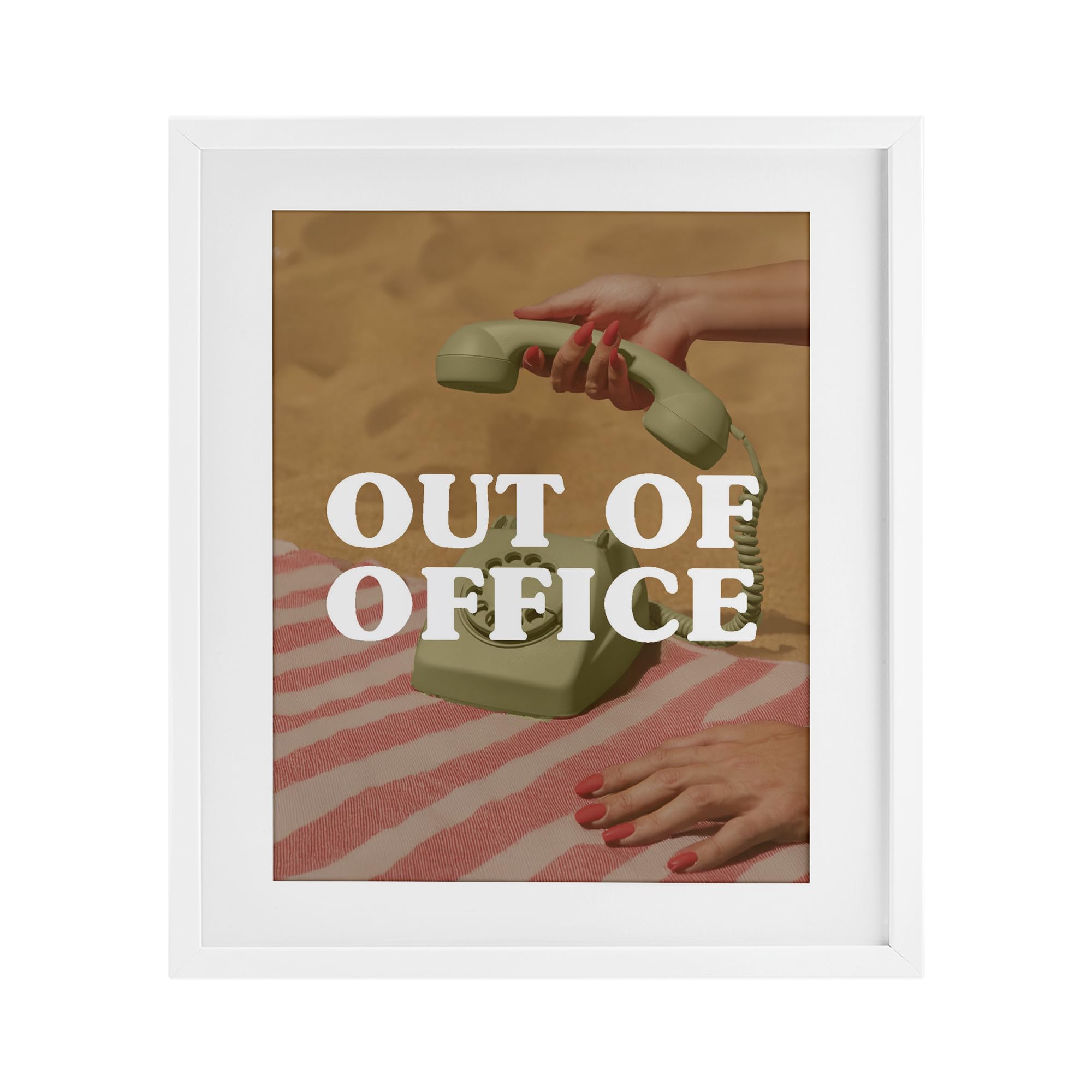 Affiche sous verre Out of Office Green Phone Lil' Rue Stupell cadre de haute qualité
