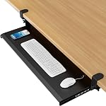 Keyboard Tray Under Desk Pull Out with Extra Sturdy C Clamp Mount System, 27 (33 Including Clamps) x 11 Inch Slide-Out Platform Computer Drawer for Typing