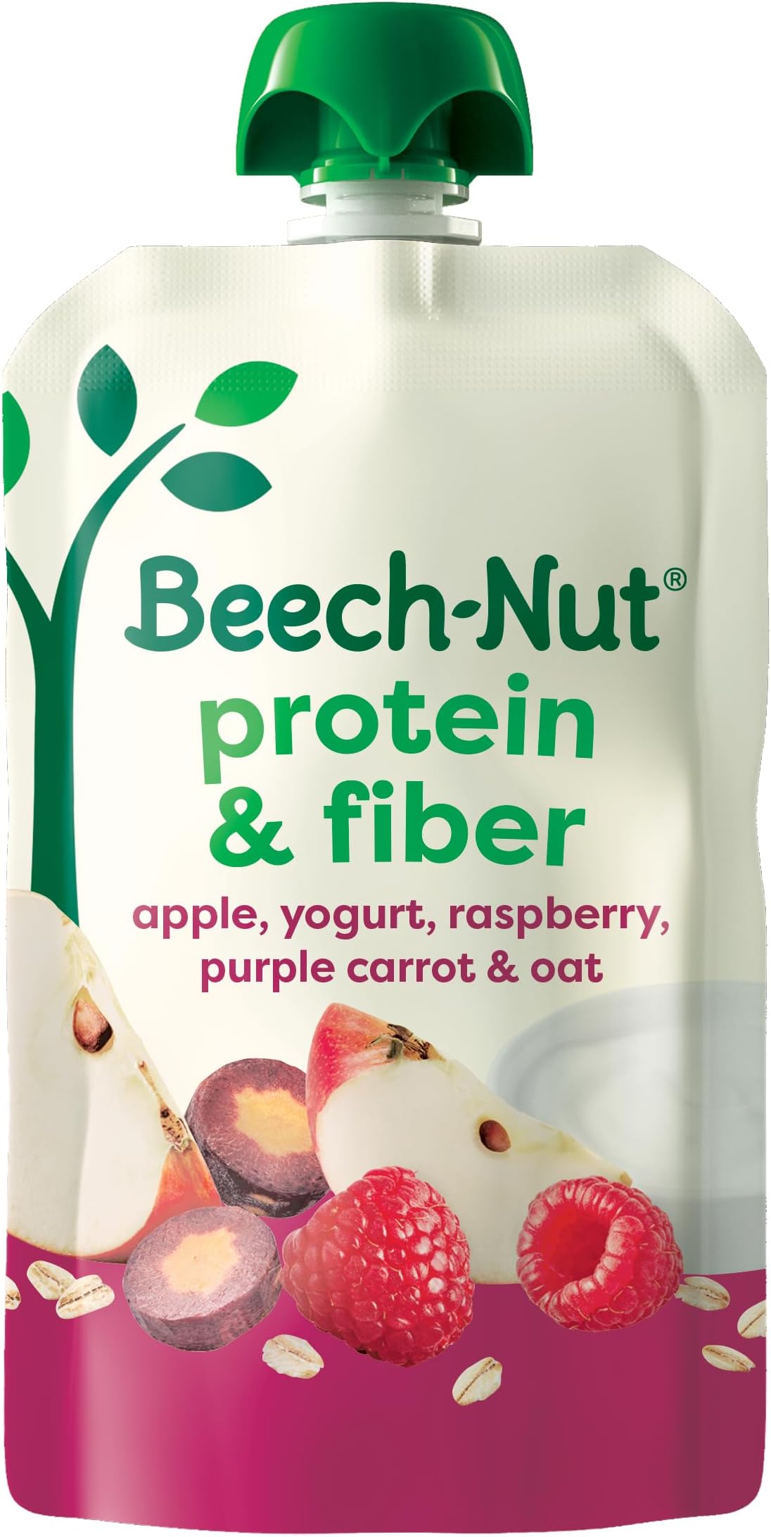 Baby & Toddler Food Pouches with Protein and Fiber, Apple Yogurt Raspberry Purple Carrot & Oat Puree, 3.5 oz (12 Pack)