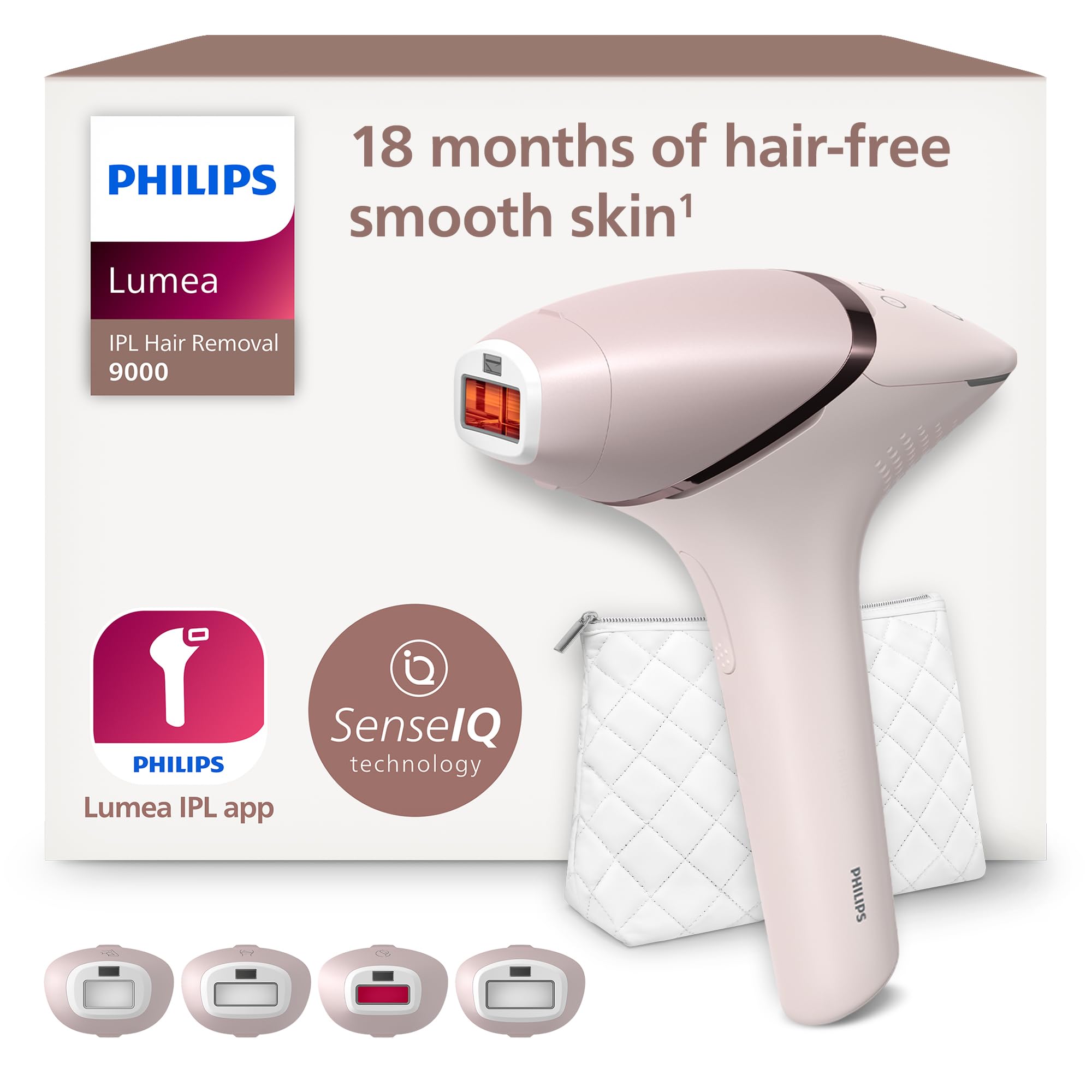 Philips Lumea Serie 9000, Depiladora Luz Pulsada, IPL, Piel Suave Desde Casa, Con Funda, Accesorios para el Cuerpo, Cara, Bikini y Axilas, Sin Cable, Alternativa a Depilación Láser. BRI957/00