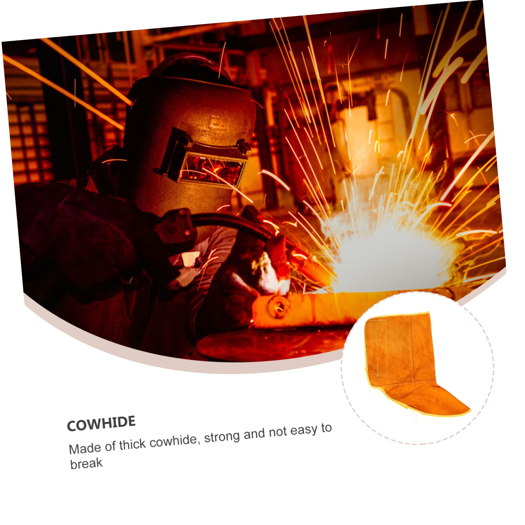 HOUDERCO 1Pair Welding Protective Foot Covers Cowhide Welding Shoe Protectors for Heat Insulation Spark Prevention for Home Factory Use Design