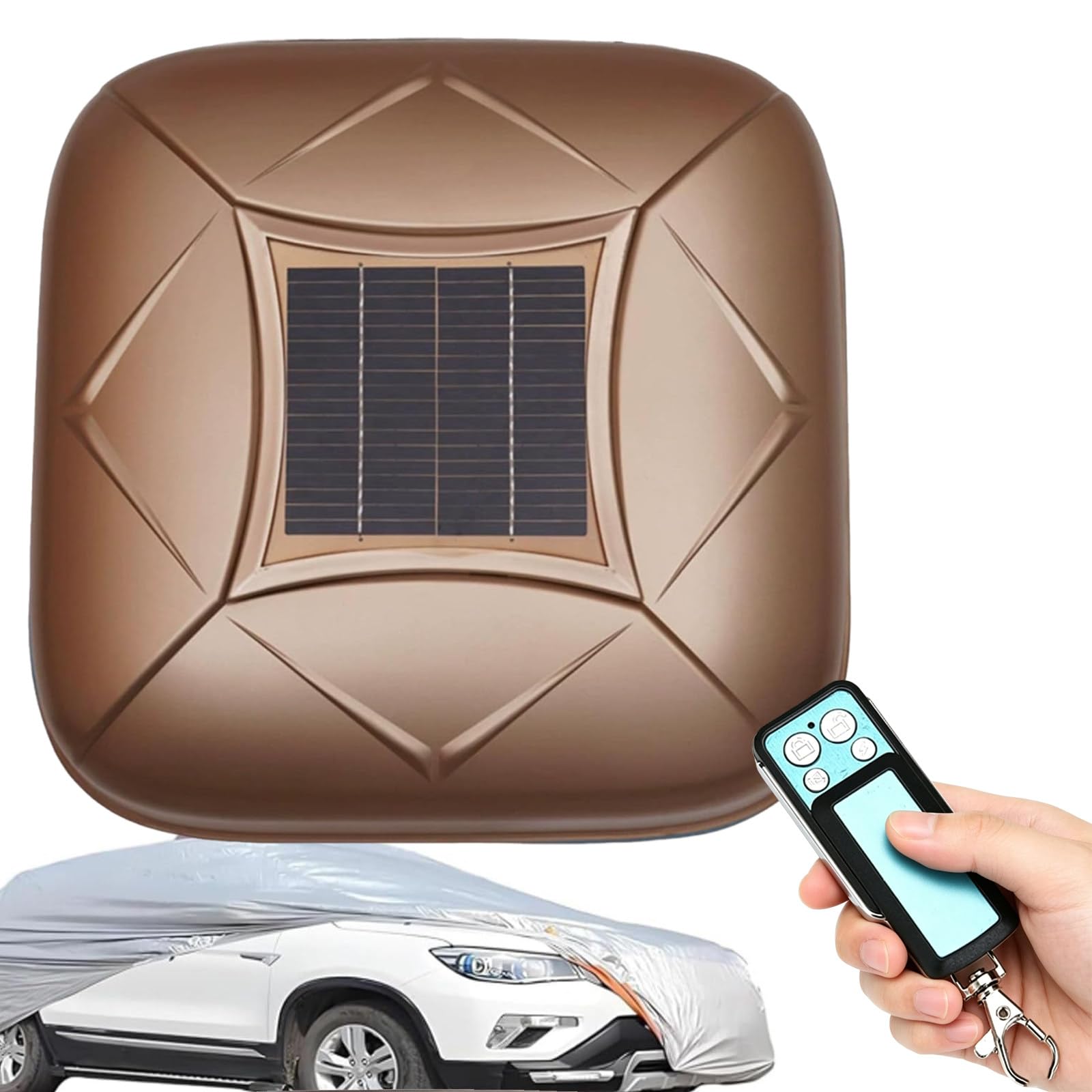 Smart Car Cover with Solar Charging, Remote Control Automatic Full Exterior Covers, Waterproof and Sunproof Quick and Convenient To Protect Your Car, Fit for Sedan, MPV, SUV Gold-YXXL