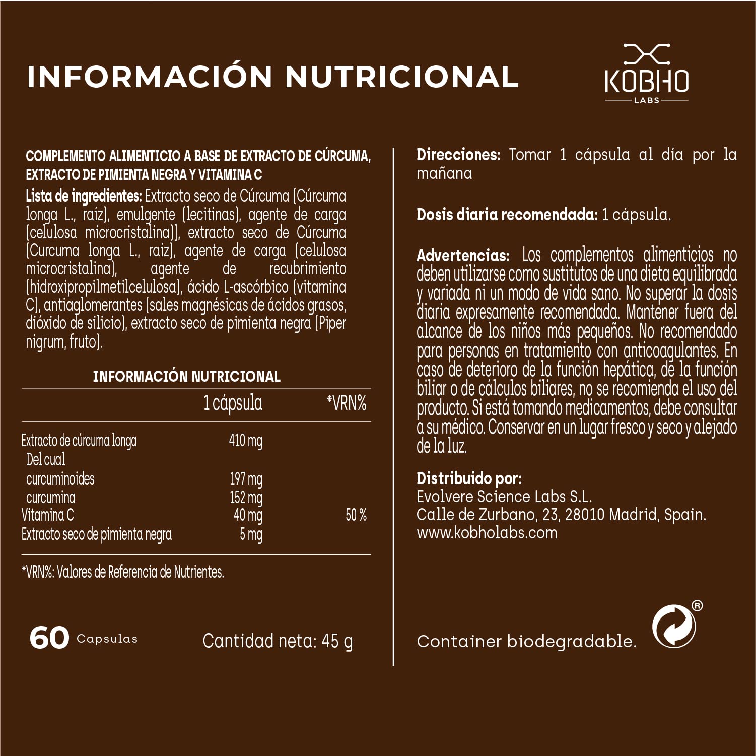 Curcuma Meriva® de máxima absorción - Antiinflamatorio natural formulado con Fitosomas, Pimienta negra y Vitamina C - Sabor neutro y Fácil de tragar - Dosis recomendada por AESAN. (Paquete de 2)