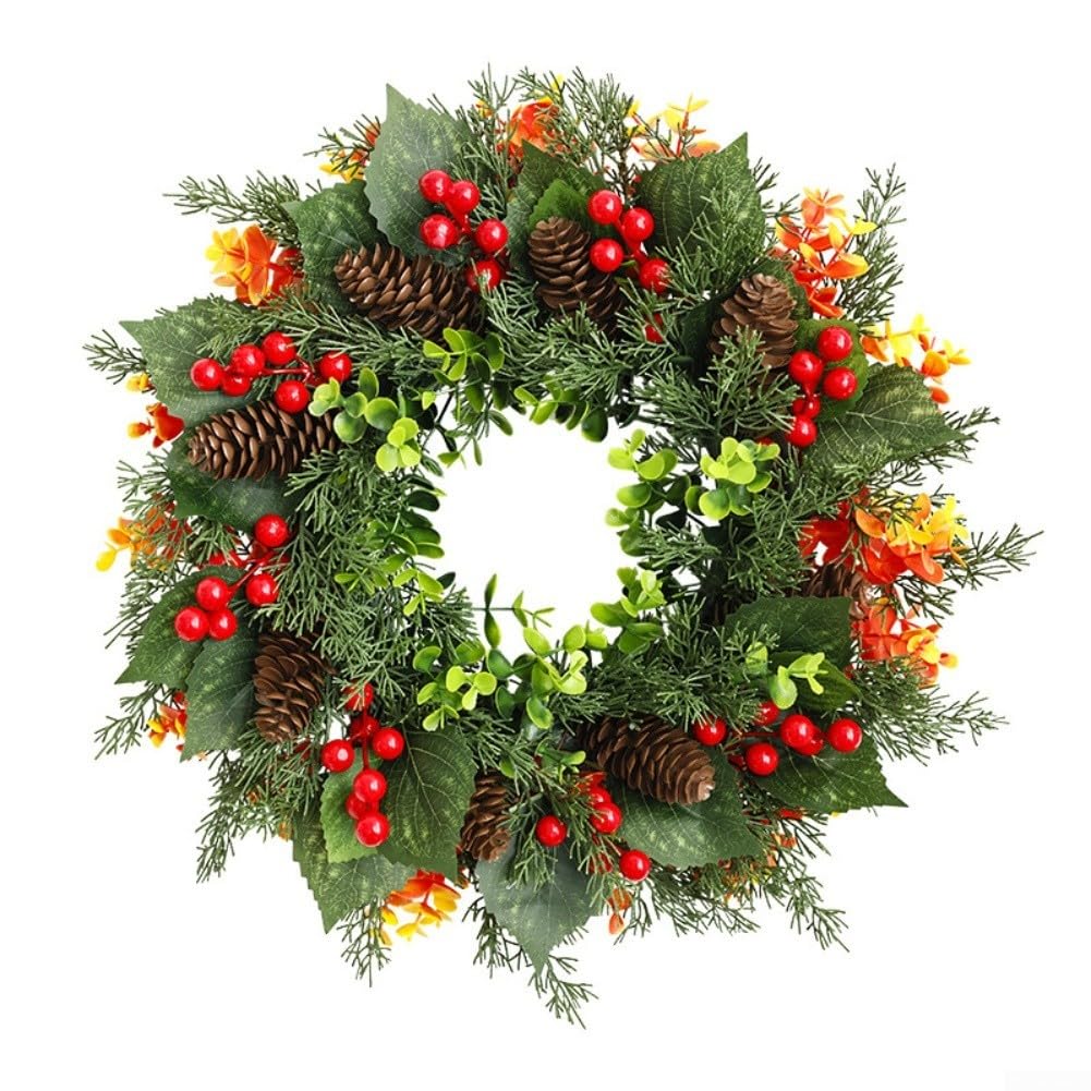 Ghirlanda natalizia artificiale, 40 cm, con foglie verdi