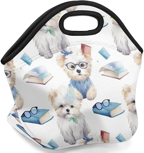 Miniatura 2 de Book Puppy - Bolsa de almuerzo de neopreno con aislamiento para mujeres y hombres, ideal para almuerzo, aperitivos y bebidas, duradera y fácil de