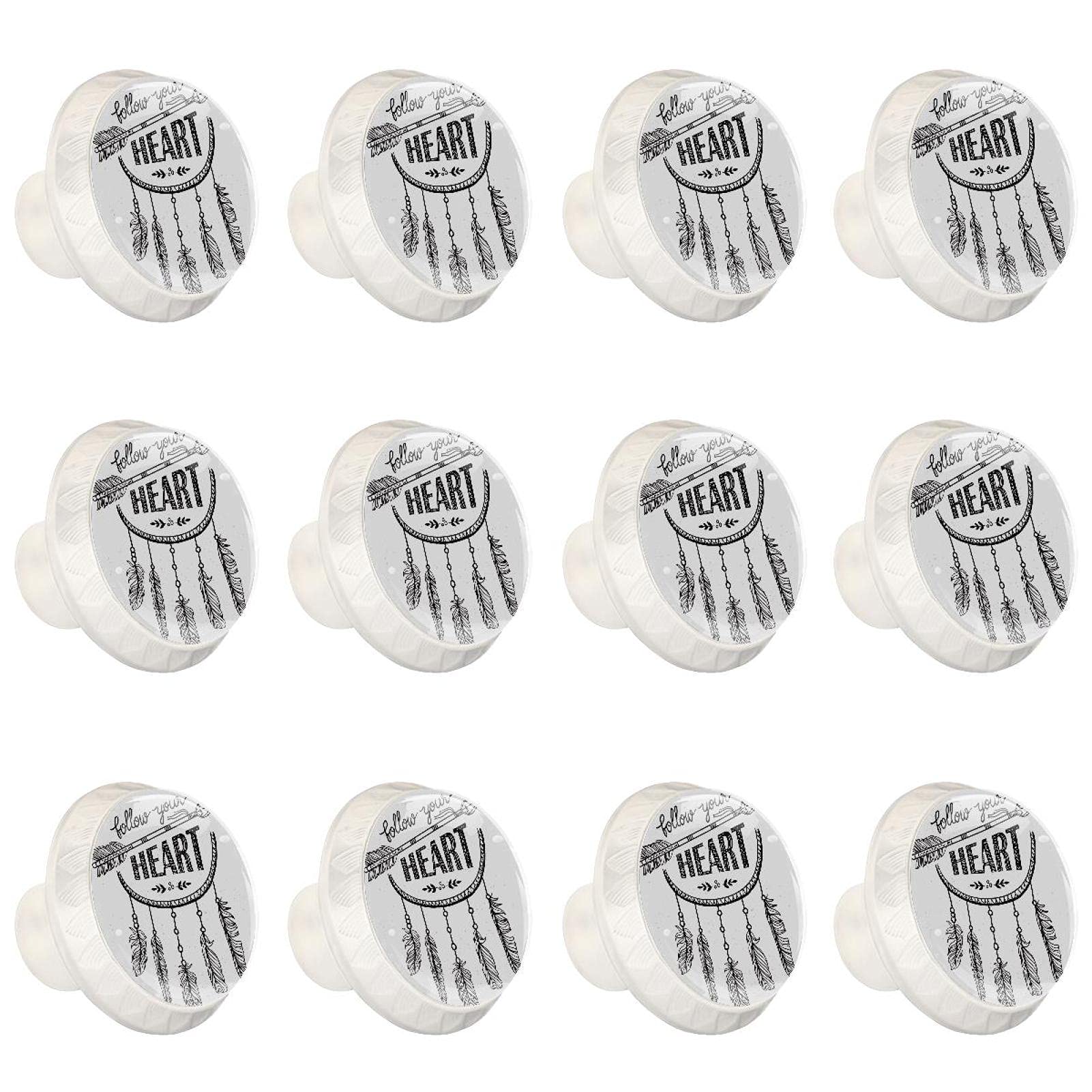 Boutons d'armoires de cuisine ronds et poignée de commode flèche x12