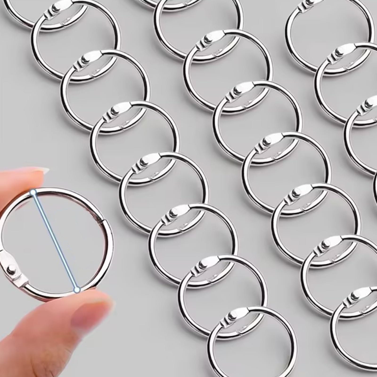 Loose Leaf Metal Binder Rings, 1 Inch, 65 Pack, 25 mm Silver, Nickel Plated Key Rings, for Index Cards, Notebook, Home and School, Office Supplies,