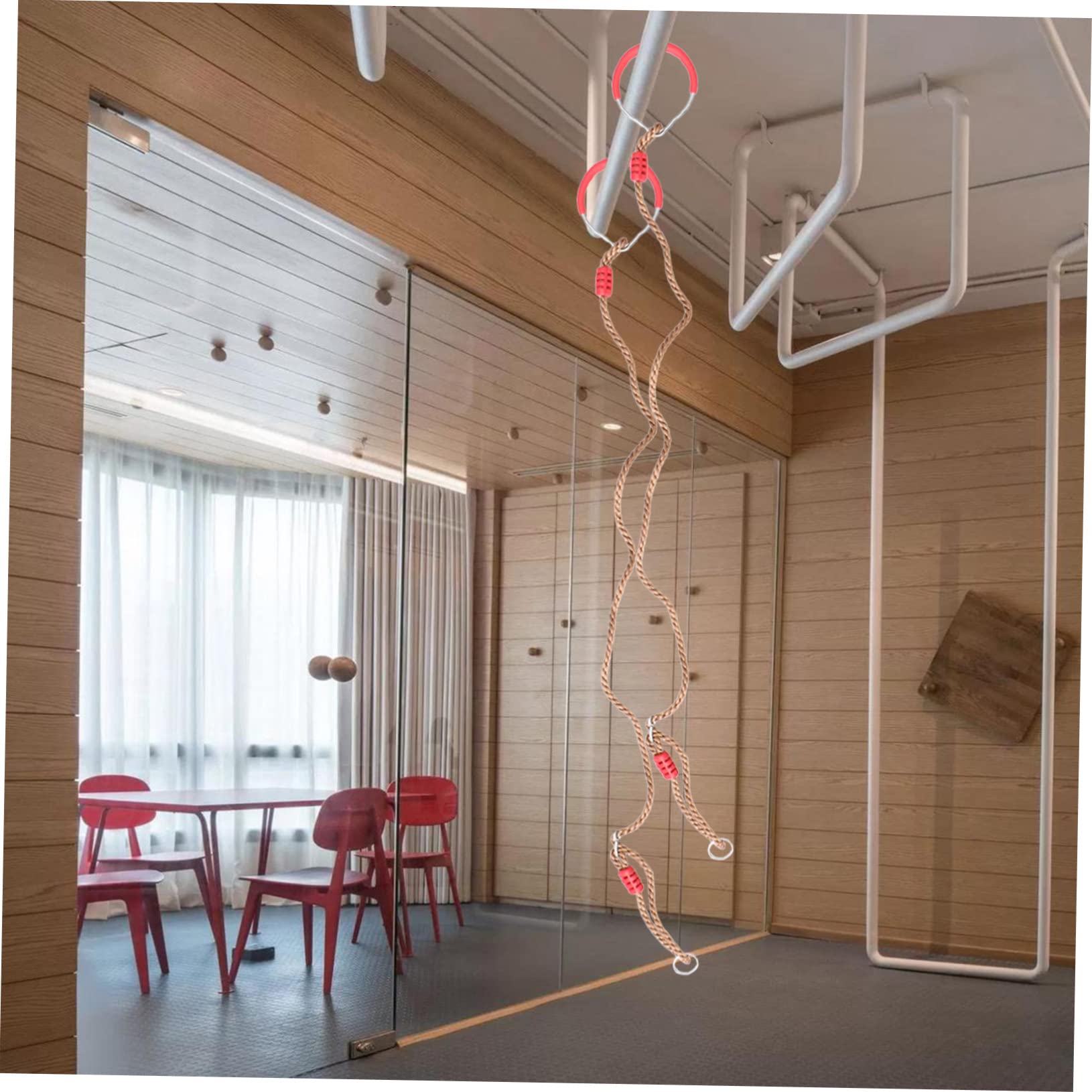 Mikikit 1 Pair Fitness Gym Rings Gymnastic Pull-up Rings for Upper Body Strength Training Adjustable Height Sports Workout Accessories for Men Women