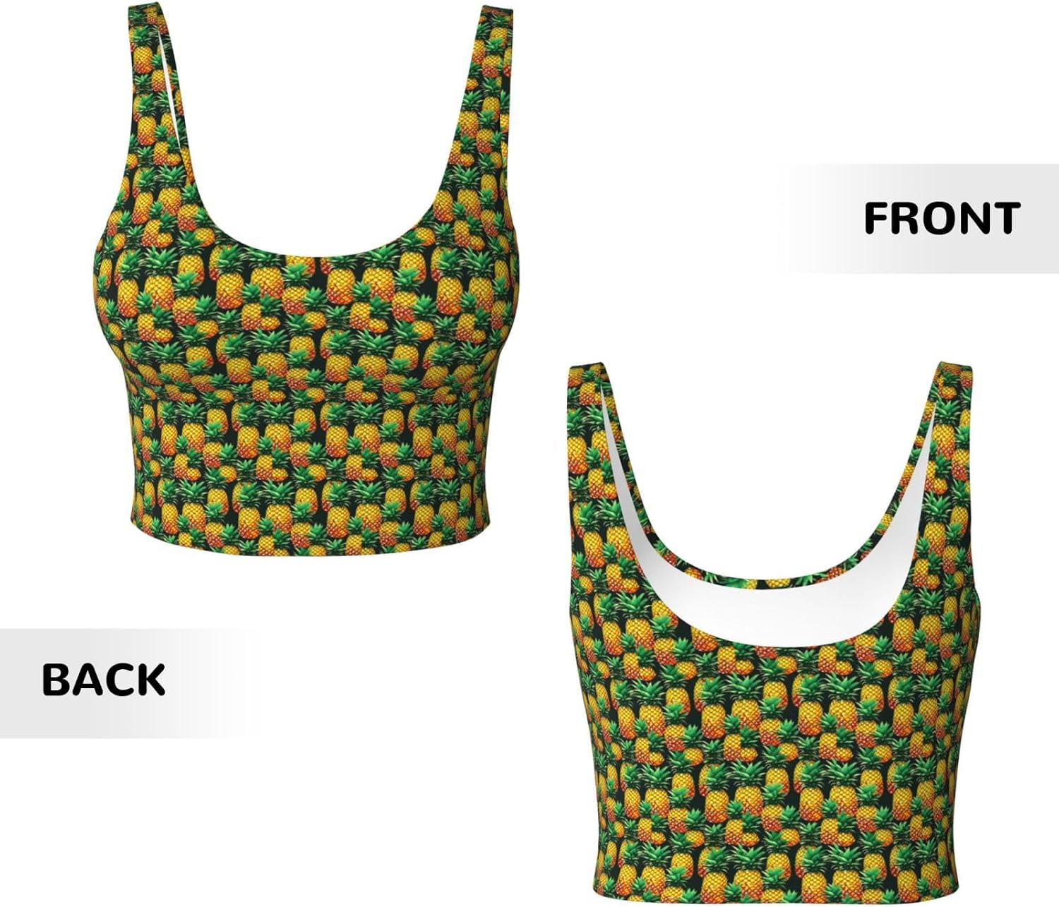 Tropical Fruit Pineapples Print Women's Sports Vest Breathable for Yoga Running Gym Athletic Casual Sleeveless Top