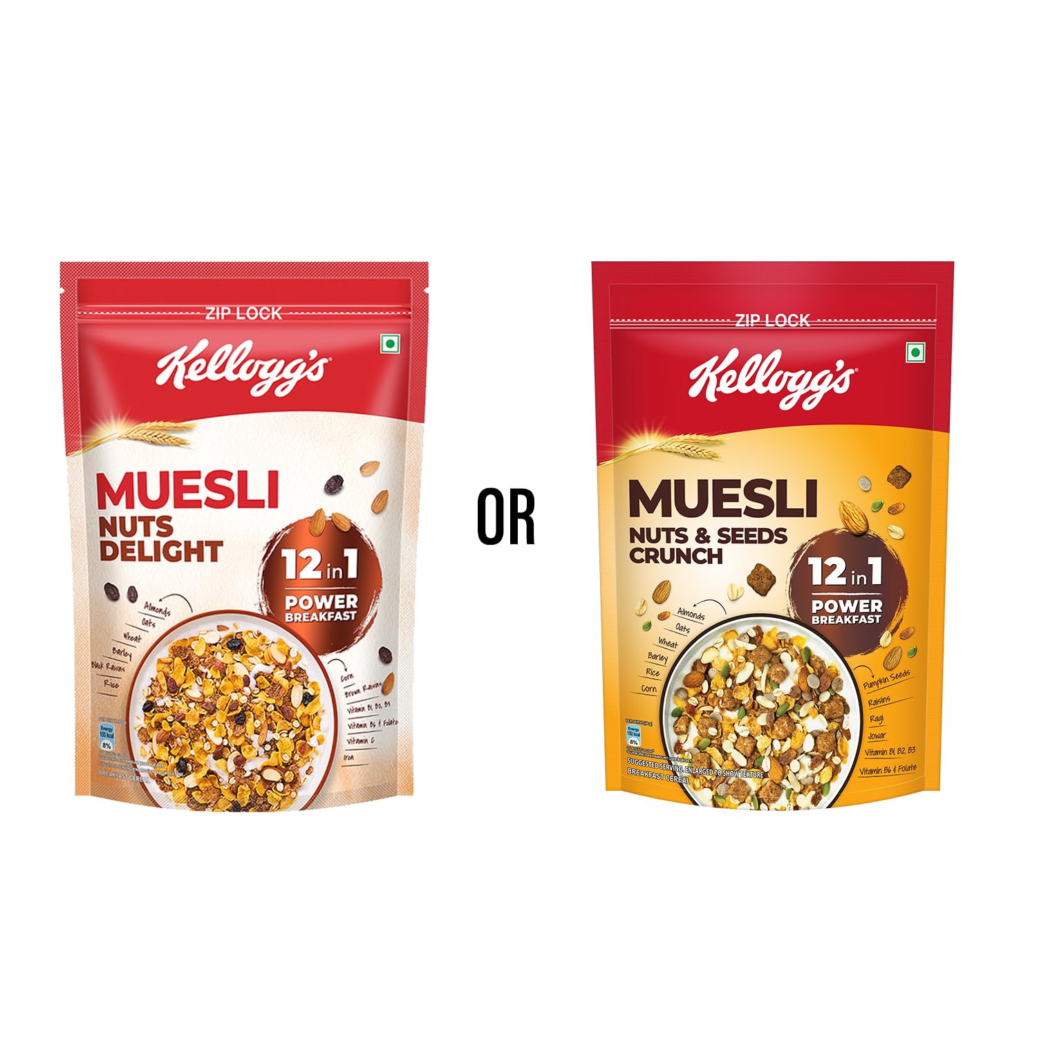 Kellogg’s Muesli Nuts & Seeds Crunch 950g/1kg (Weight May Vary) | 12-in-1 Power Breakfast | No Maida | High in Fiber| India’s No. 1 Muesli