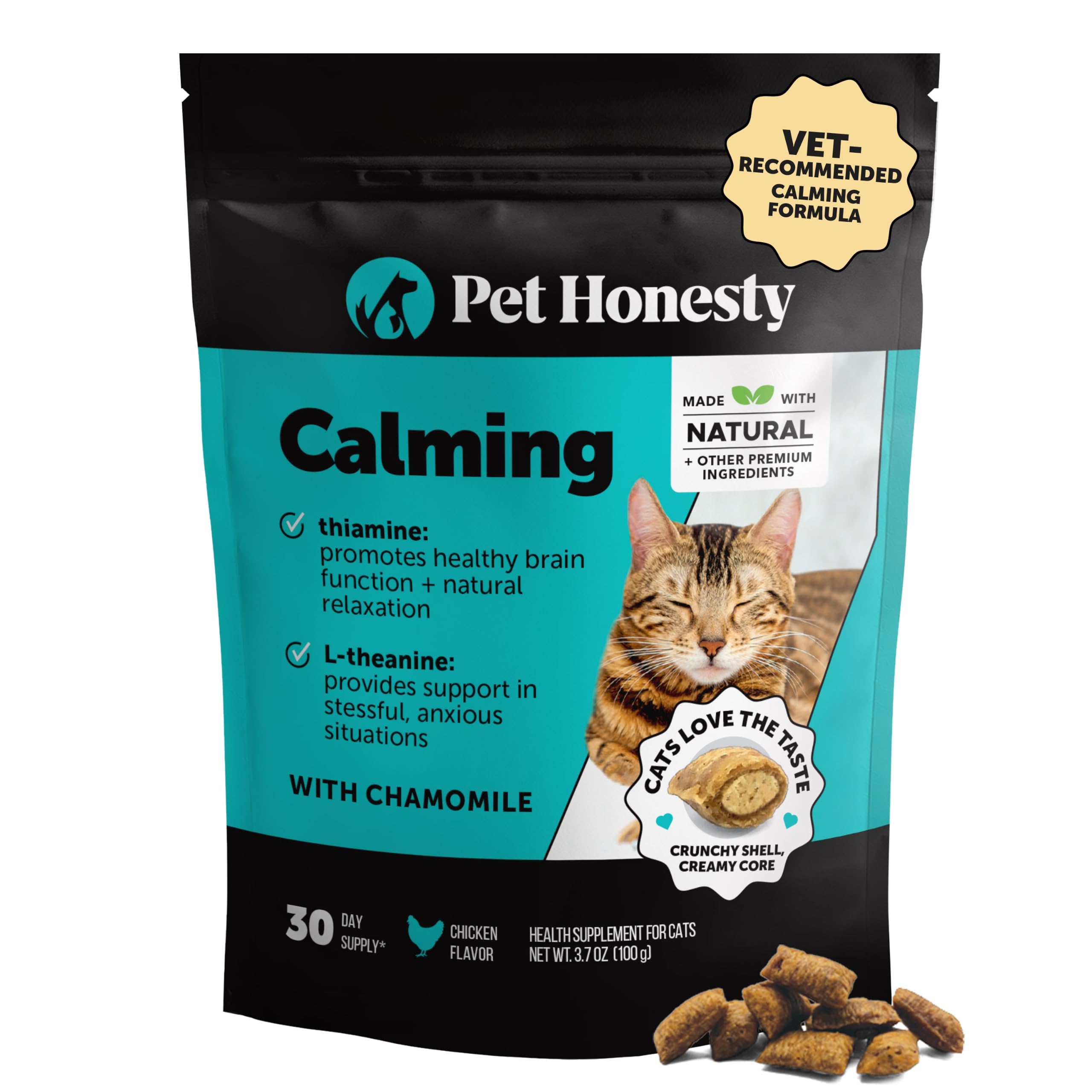 Pet Honesty Vet Backed Cat Calming &amp; Anxiety Relief Chews, Chicken, 300ct