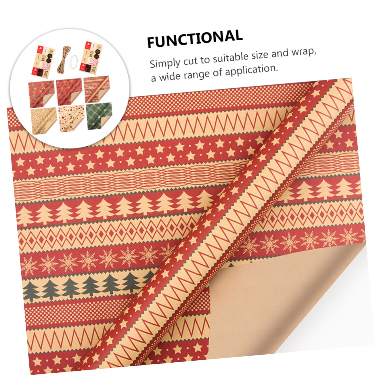 FRCOLOR Set di 3 adesivi natalizi fai da te di Natale, carta da per confezionare fiori, carta natalizia, bouquet, Natale, set di copertina
