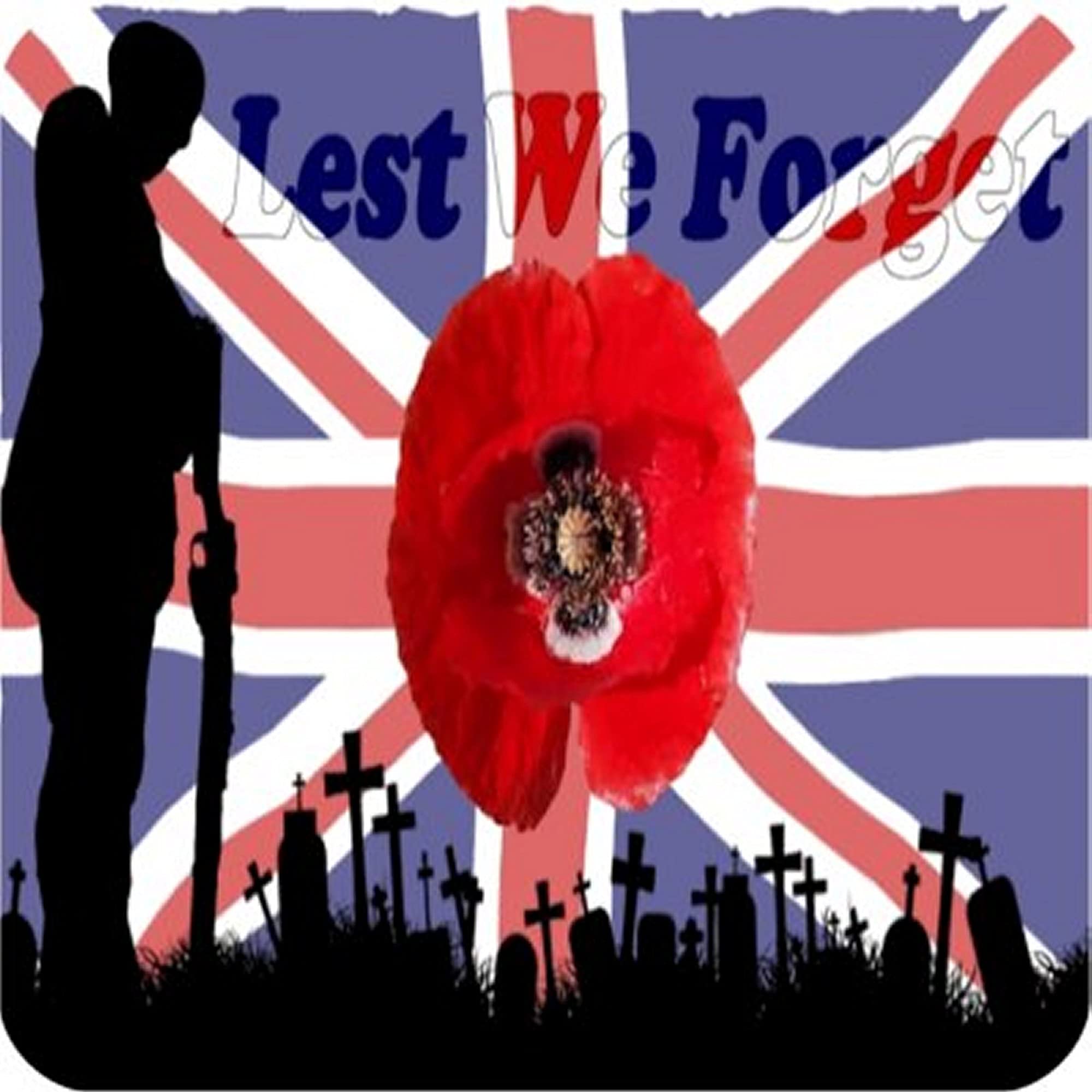 Pj4u Multicolor Lest We Forget Union Jack Soldier Military Square Fridge Magnet Fantastic Souvenir