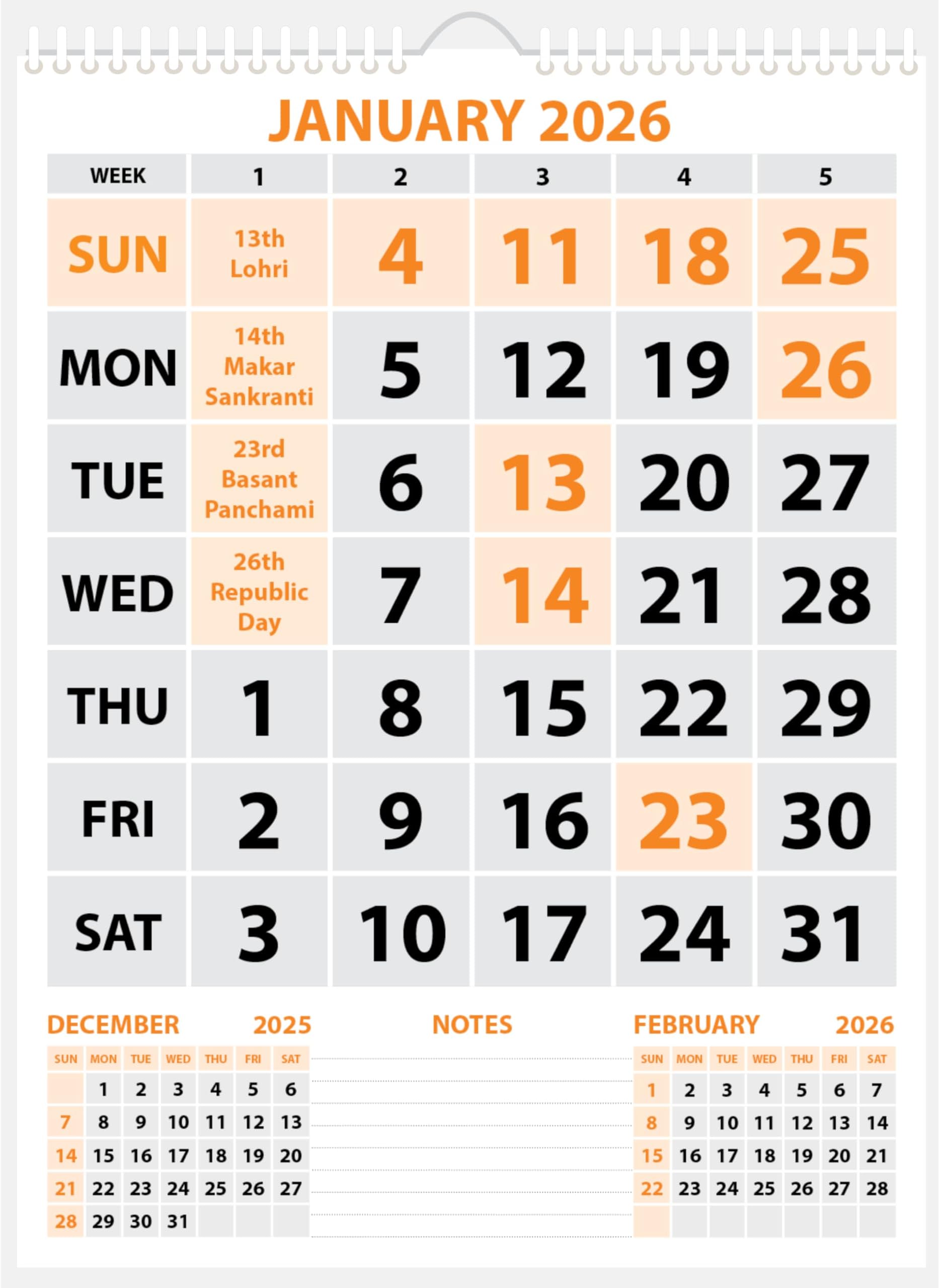 LAURET BLANC 2024 Wall Calendar -14" X 20" for Home & Office, (B)