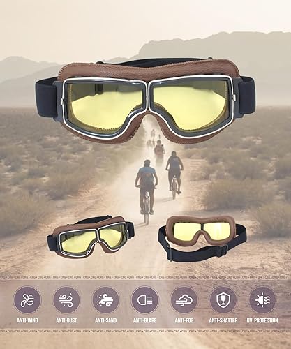 Miniatura 2 de Googles vintage, estilo aviador, para motocicleta Cruiser T13 T13BCB. Clásico.