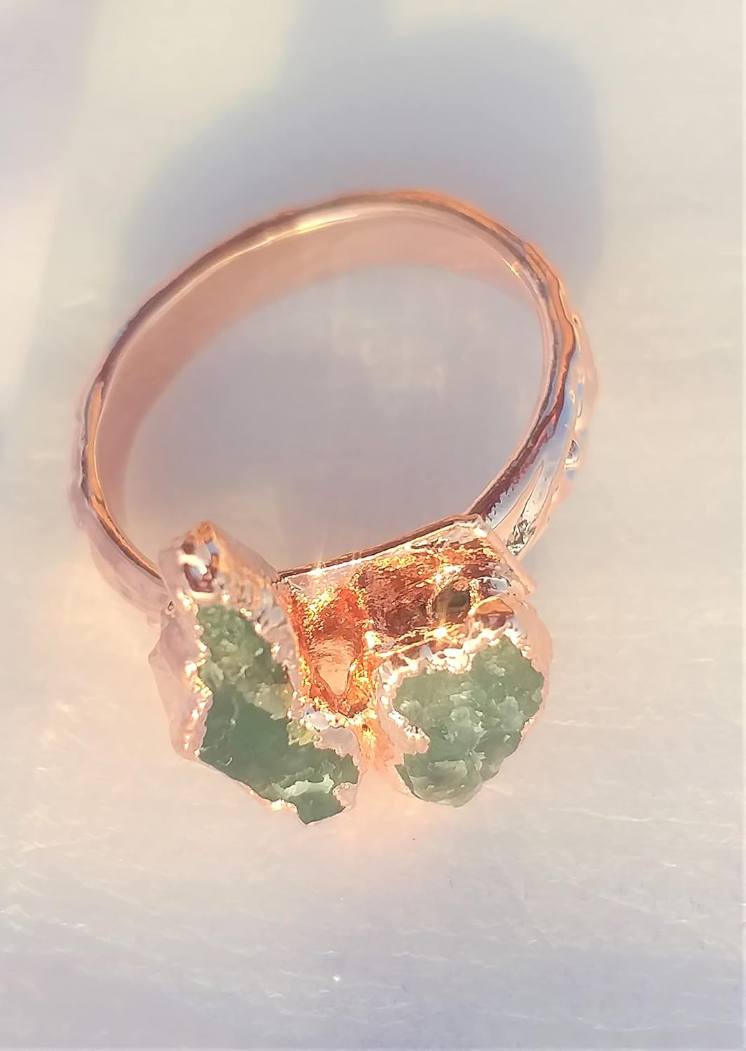 Rose Gold Plated Raw Gemstone Rings, Natural Iolite, peridot and Aqua marine Raw Stone Ring, Multistone Ring, Handmade Jewelry, Best Christmas Ring, Gifts for Friends