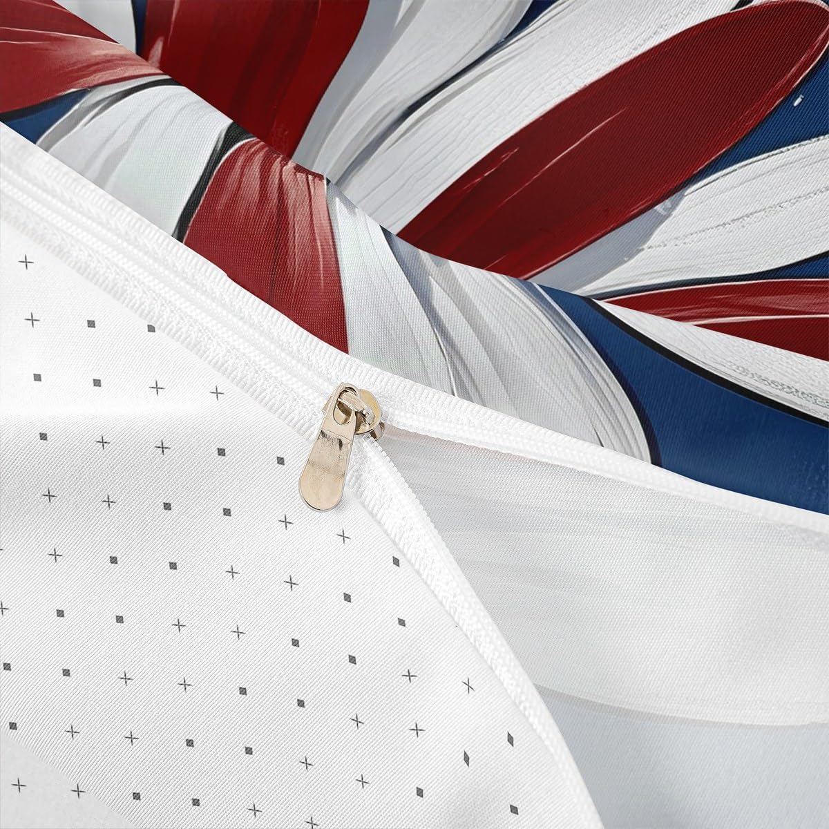 Erosebridal 4th of July Duvet Cover Queen Independence Day Bedding Set for Kids Teens Red Blue White Patriotic Bedspread Cover American Flag Flower Floral Bed Set