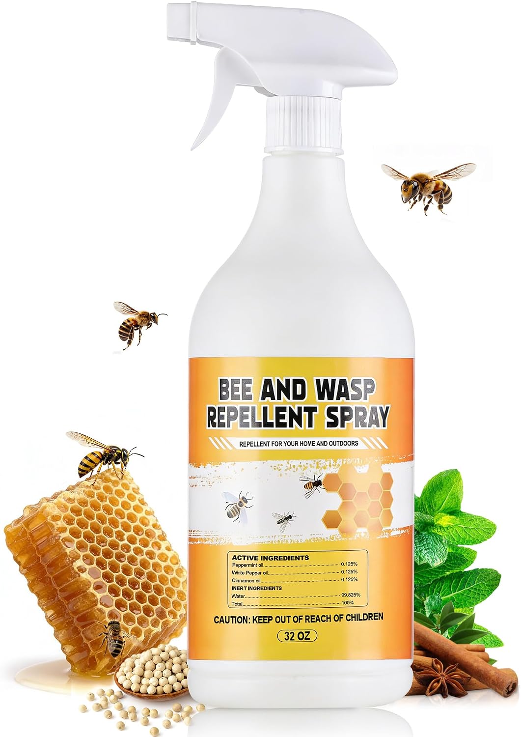 Wasp Repellent Spray - Bee Spray with 100% Safe & Natural Protection with Long-Lasting Formula，Hornet Spray Fresh & Energizing Scents for Outdoor & Home